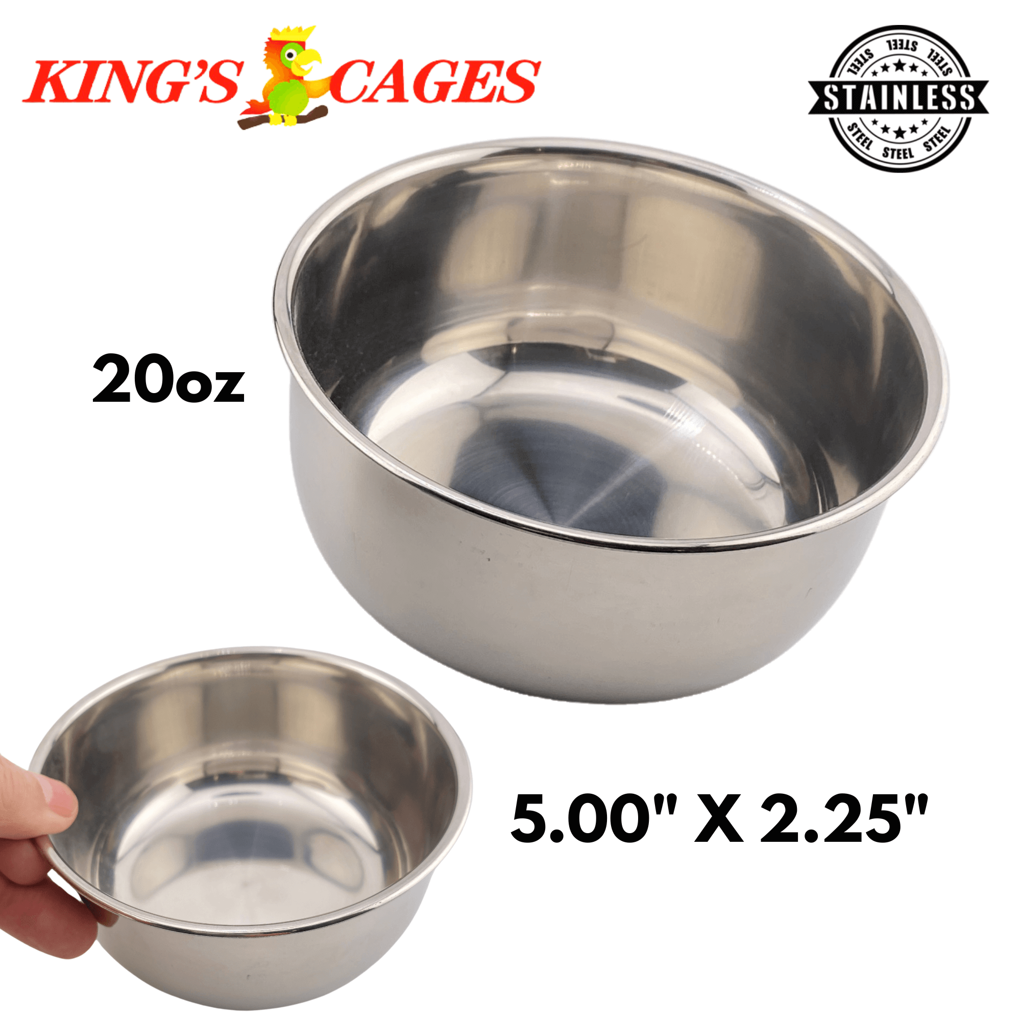 Kings Cages Round Stainless Steel Bowls - Bonka Bird Toys