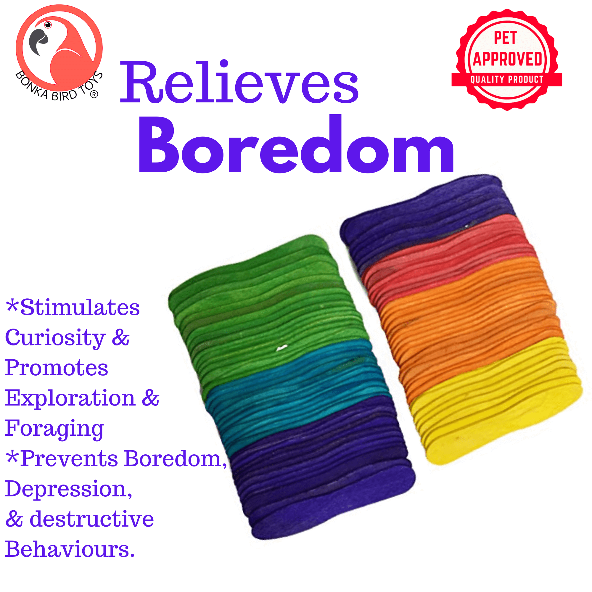 Natural and Colored Ice Cream Sticks - Bonka Bird Toys