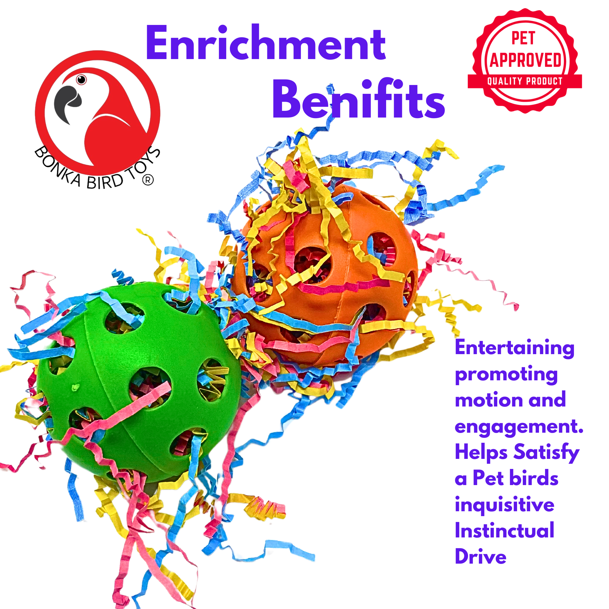 2431 Pk2 Stuffed Foraging Balls 2.75" - Bonka Bird Toys