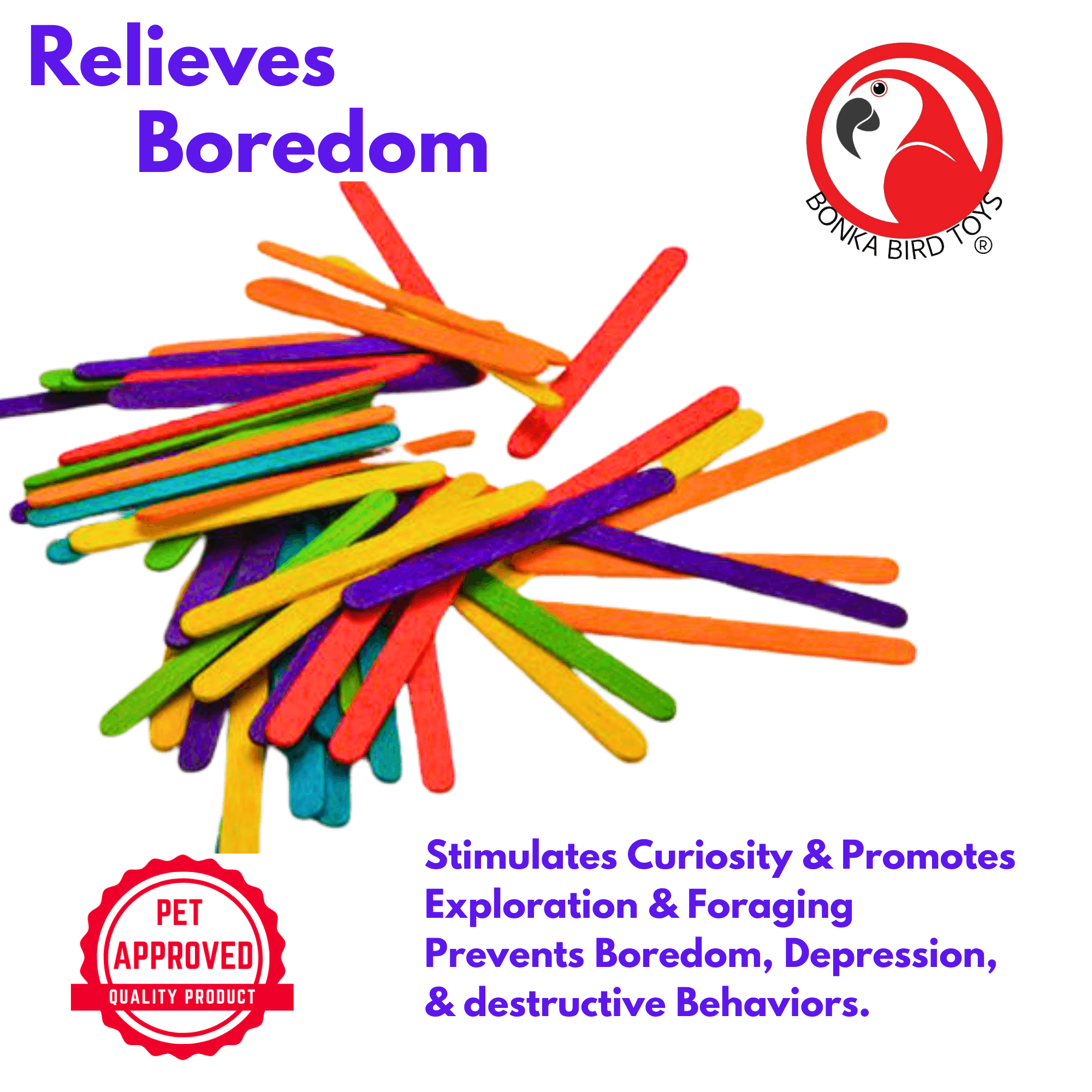 1227 Pk50 Colored Wooden Chewy Sticks - Bonka Bird Toys