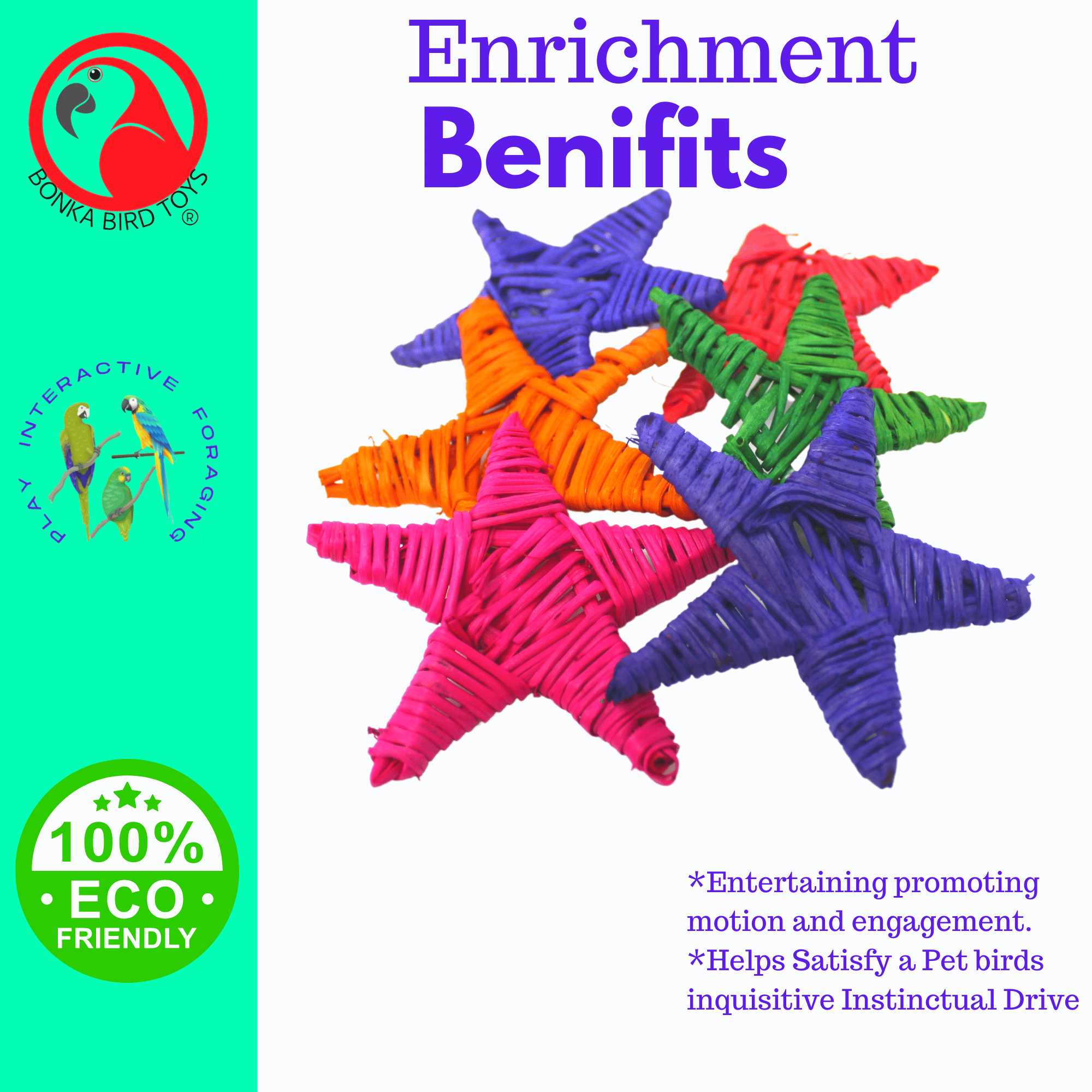 3324 Pk6 Medium Color Vine Star - Bonka Bird Toys