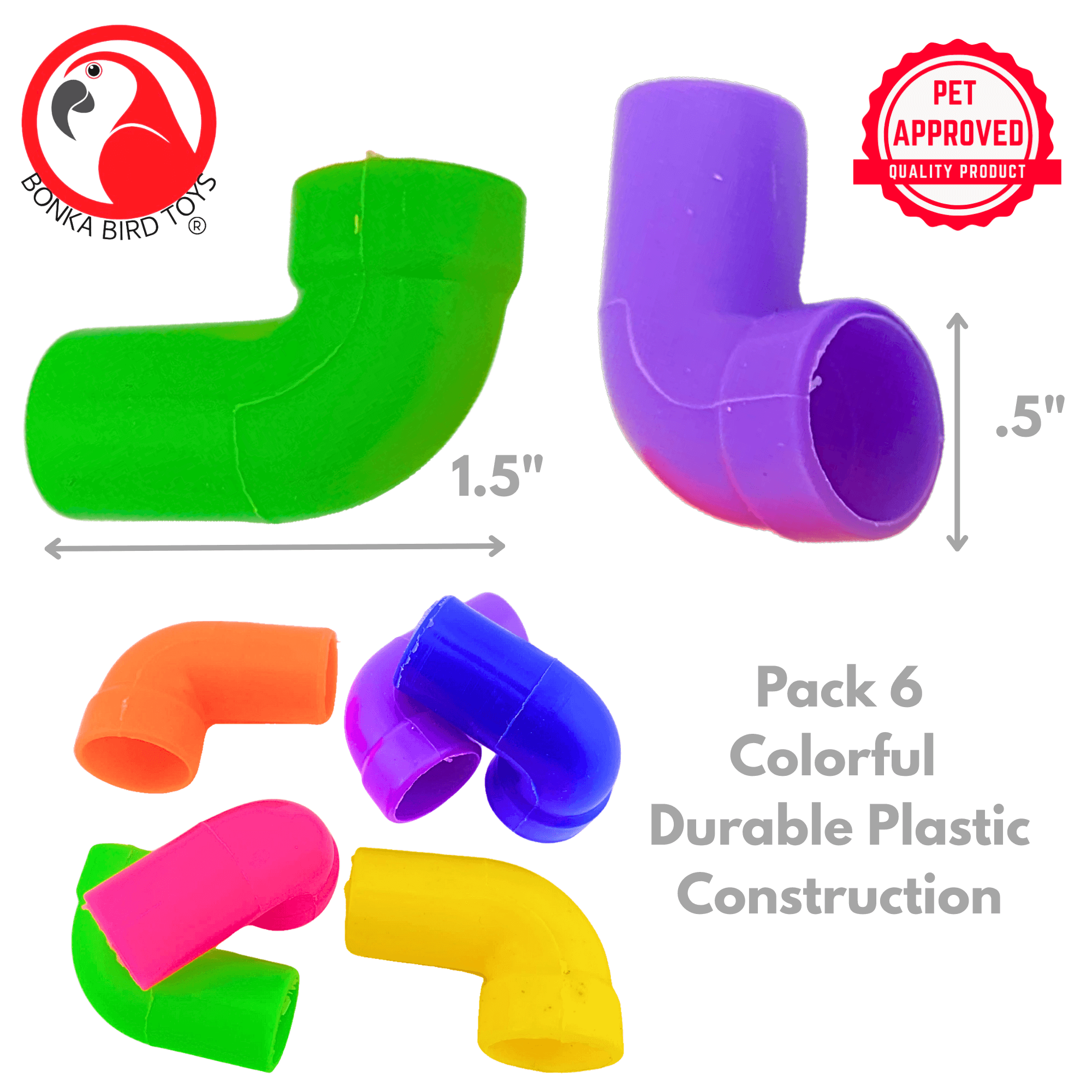 3807 Pk6 Plastic Pipe Elbow Tubes - Bonka Bird Toys