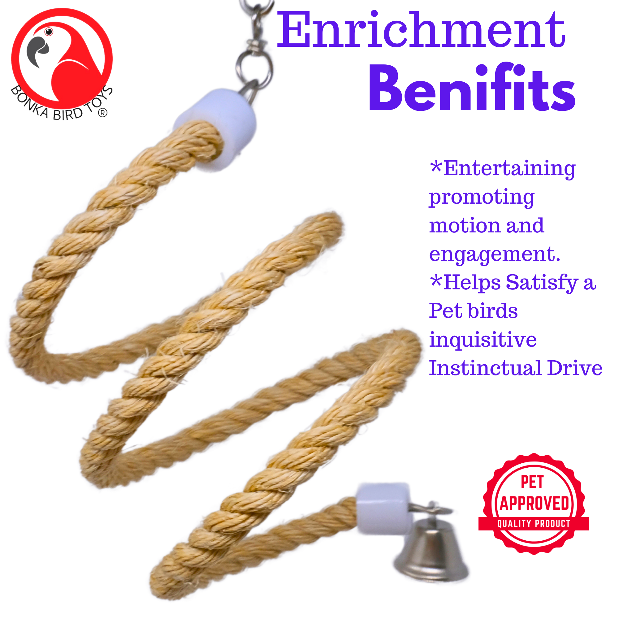 Swivel Boing Sisal Rope Perches - Bonka Bird Toys