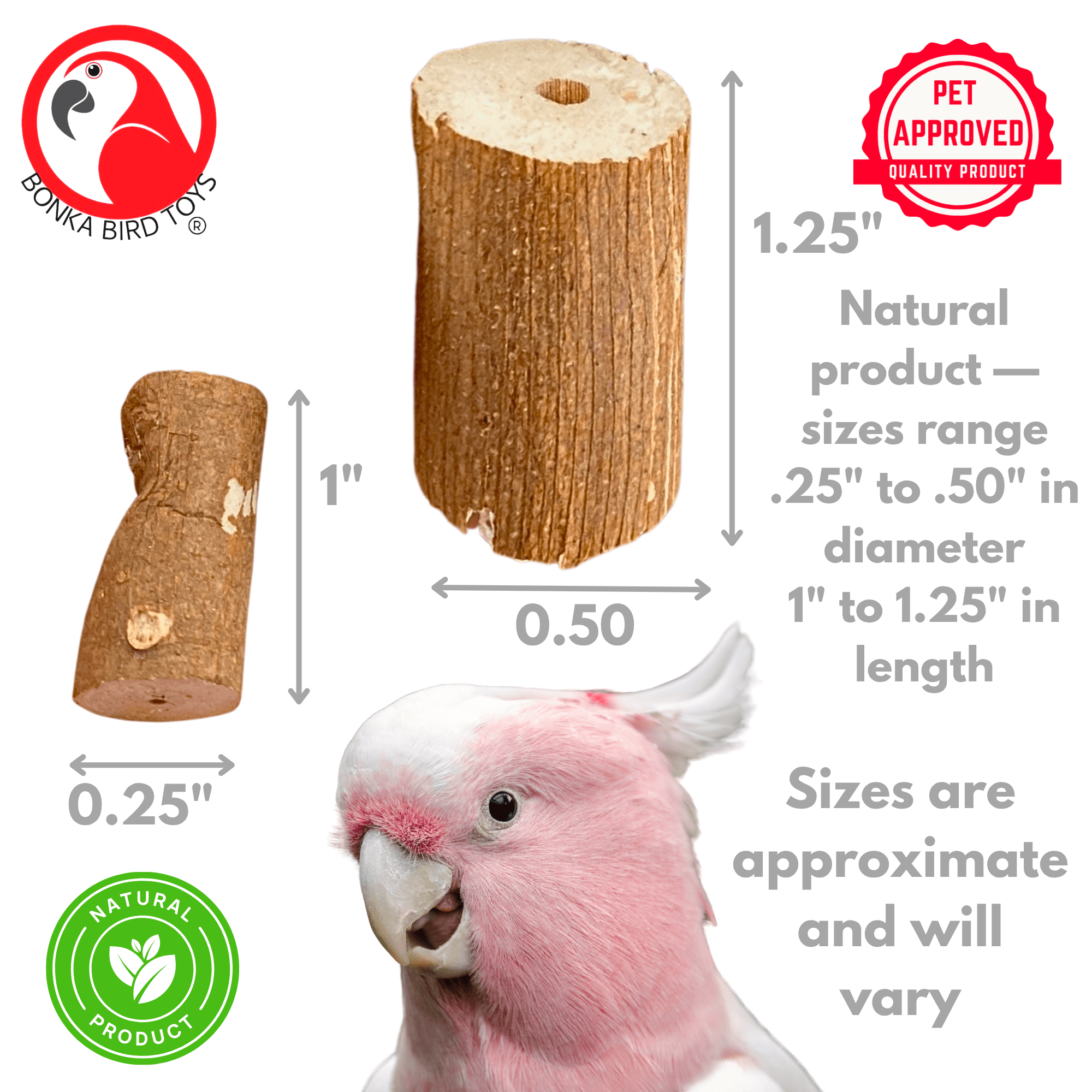 2830 Pk24 Mini Sola Log with Skin - Bonka Bird Toys