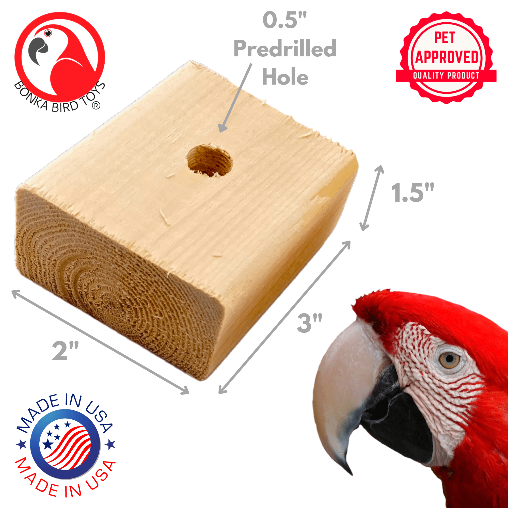 1173 Pk6 Jumbo Natural Block - Bonka Bird Toys