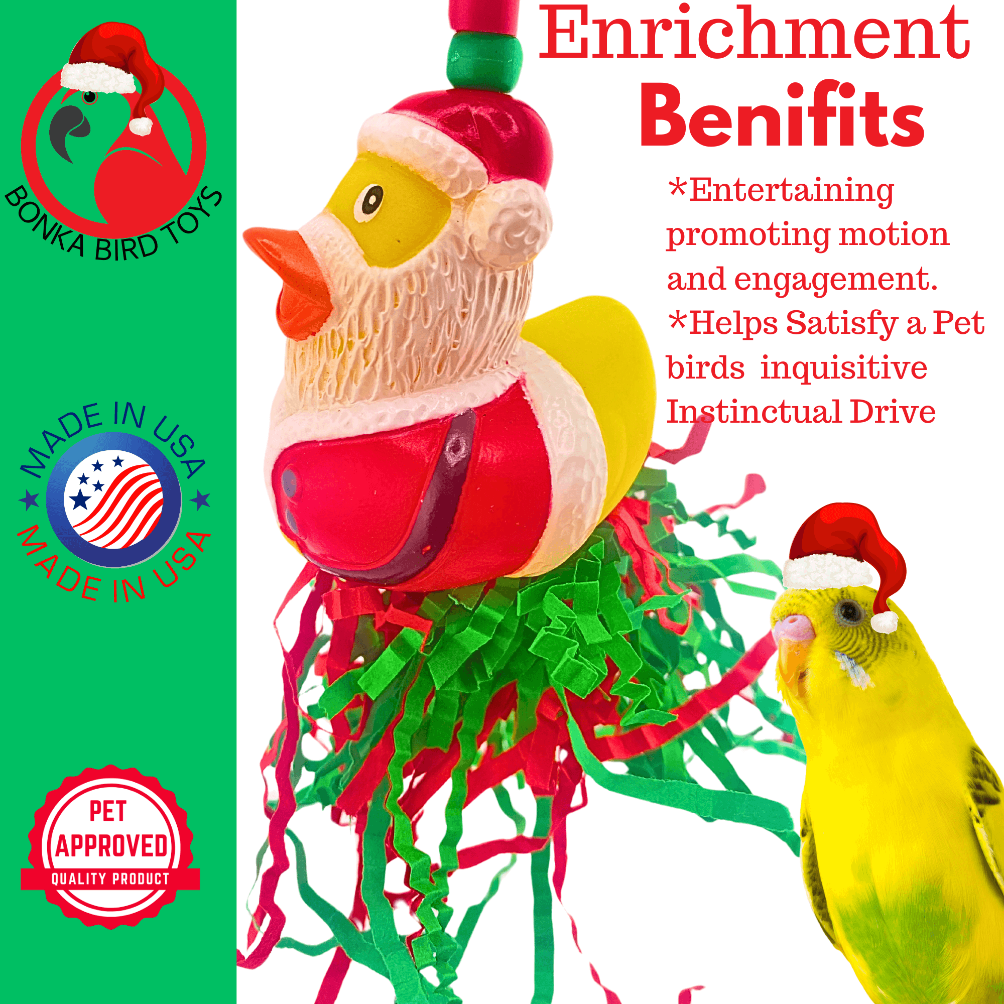 2728 Christmas Santa Duck - Bonka Bird Toys