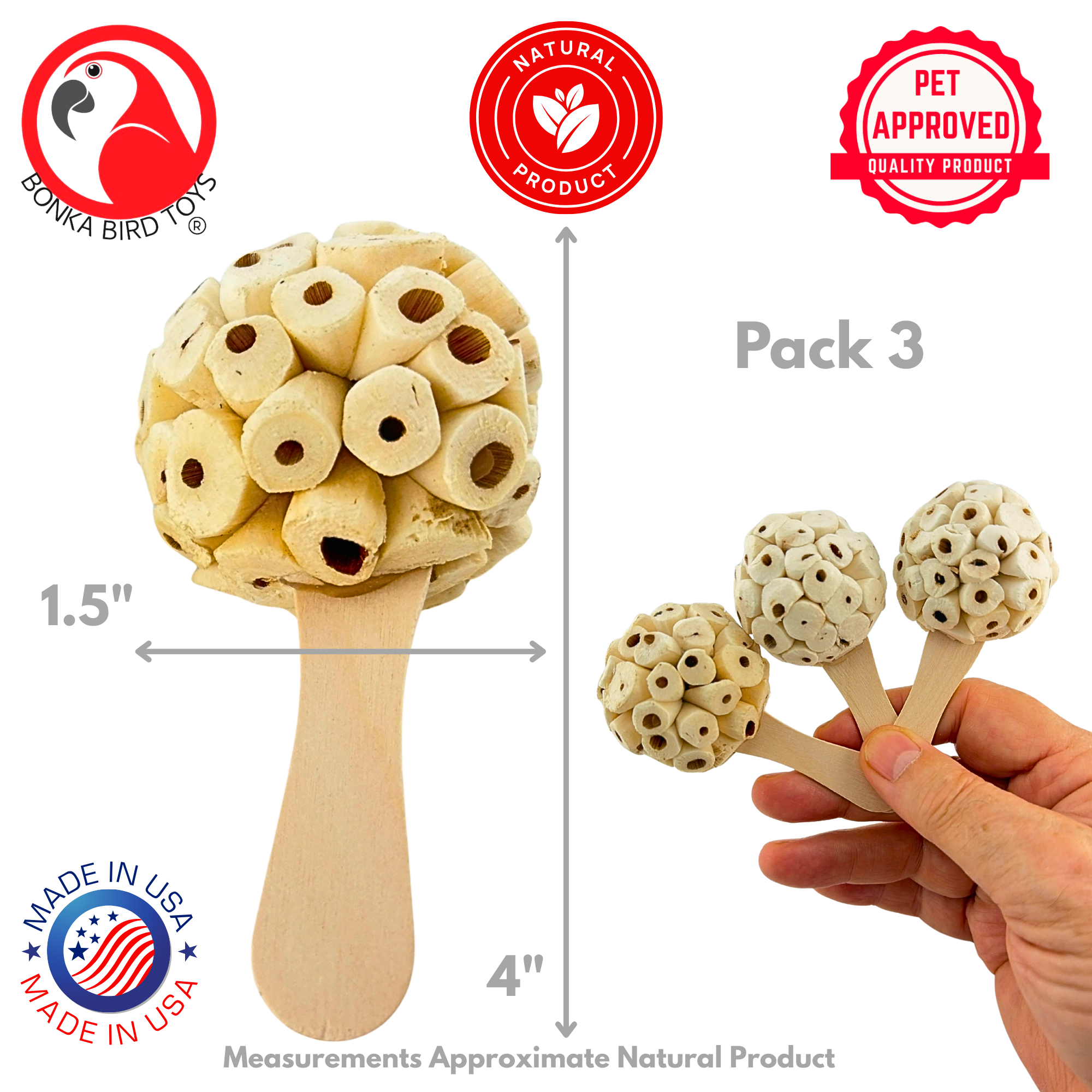 2964 PK3 Natural Sola Pop - Bonka Bird Toys