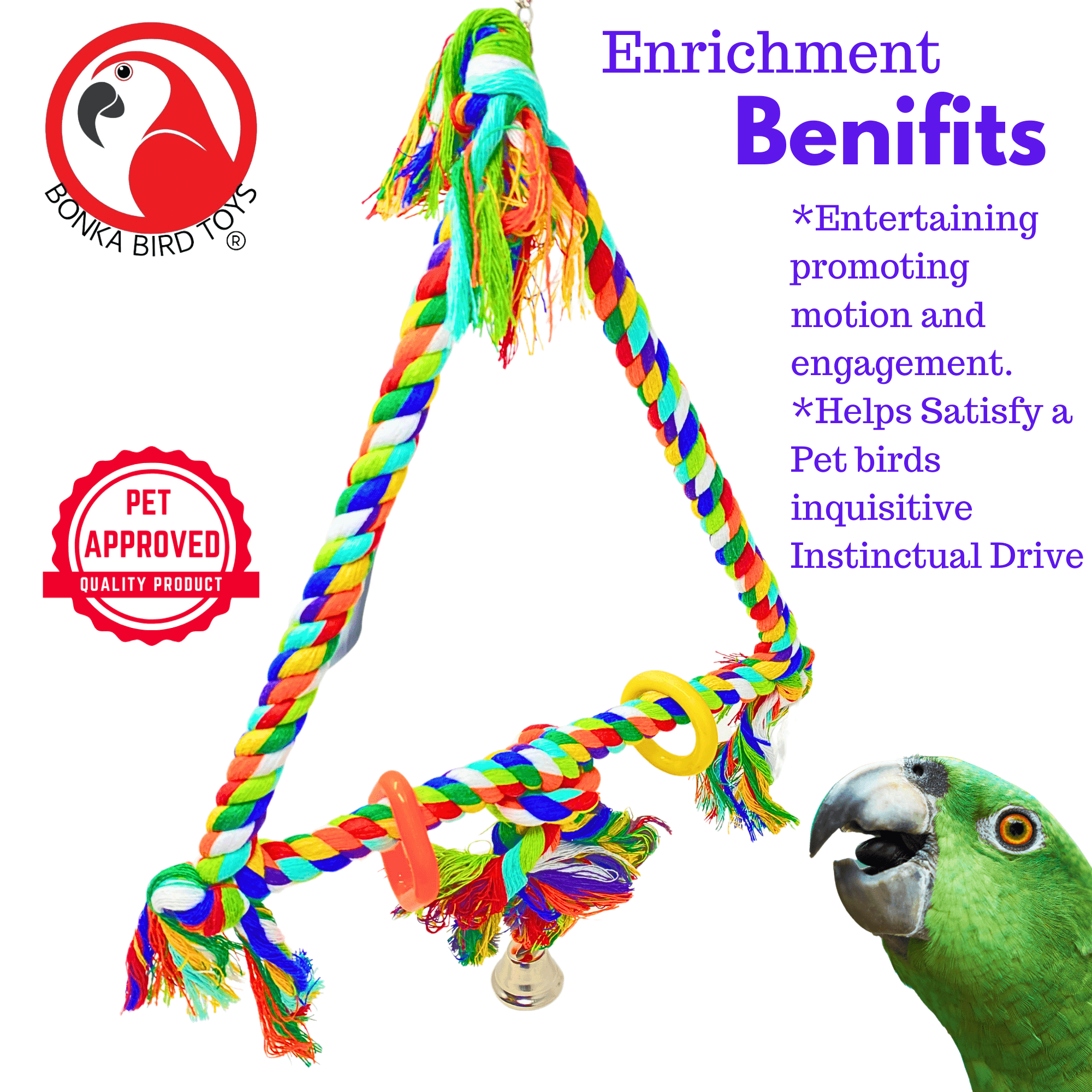 1035 Medium Rope Triangle Ring - Bonka Bird Toys