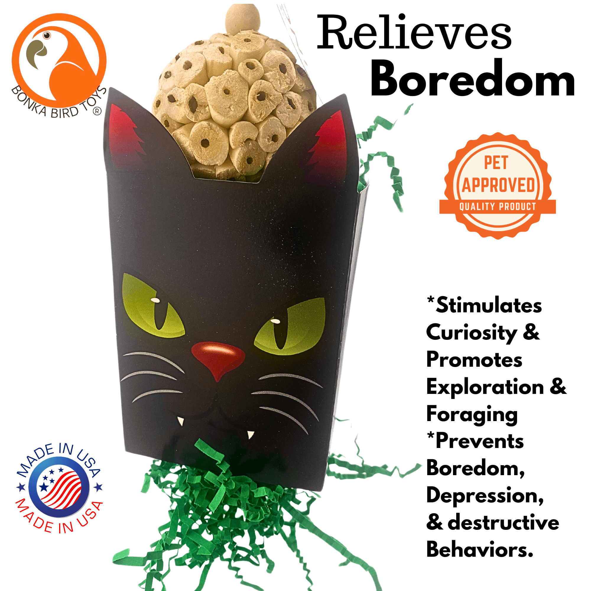 2686 Halloween Spooky Cat Box - Bonka Bird Toys