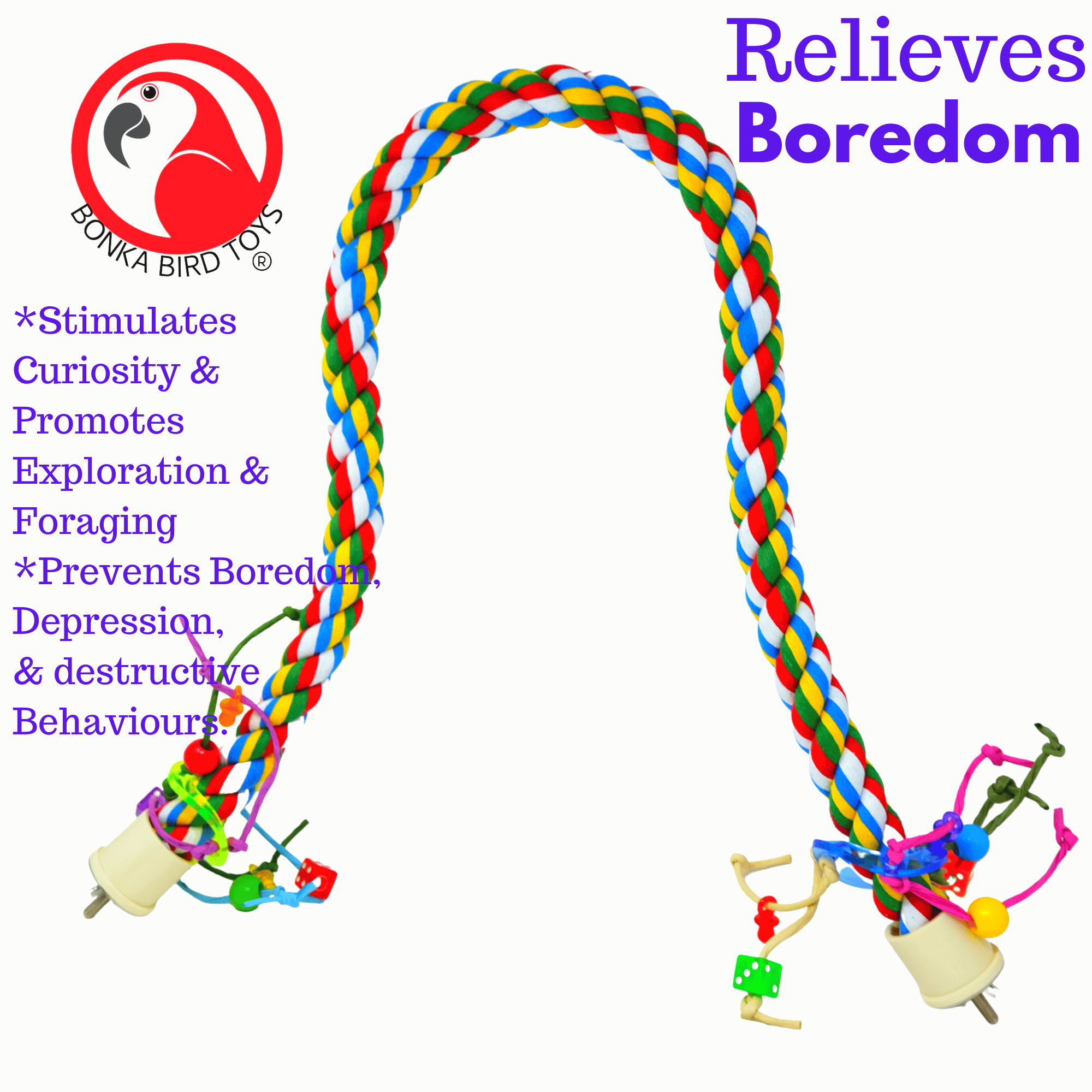 1114 Huge Rope Charm Perch 48" - Bonka Bird Toys