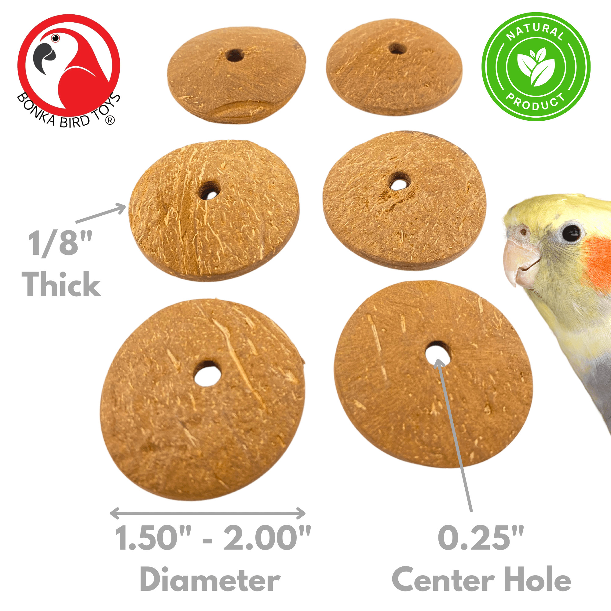 1252 Pk6 Small Coconut Disks - Bonka Bird Toys