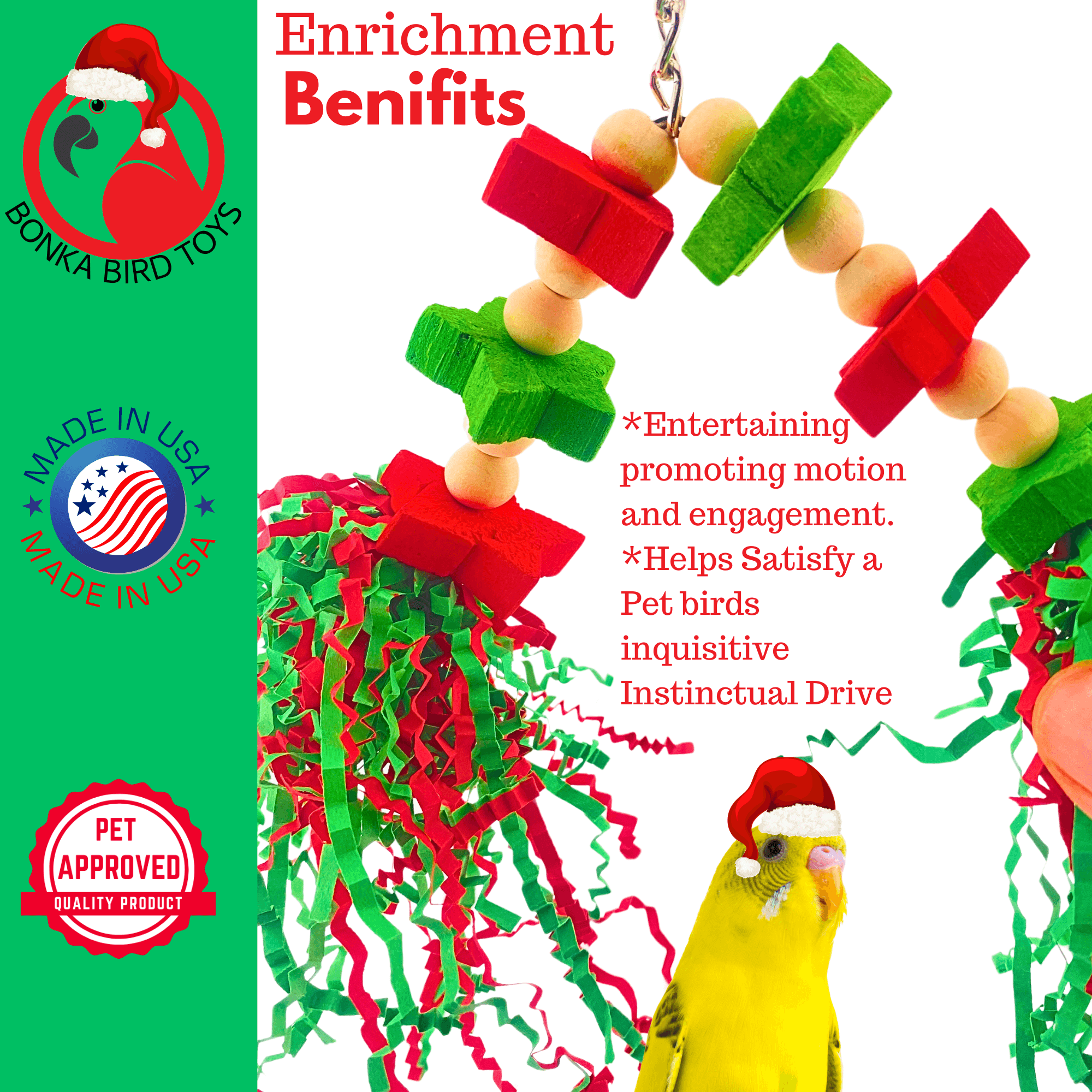 2596 Christmas Mini Sola Crinkle - Bonka Bird Toys