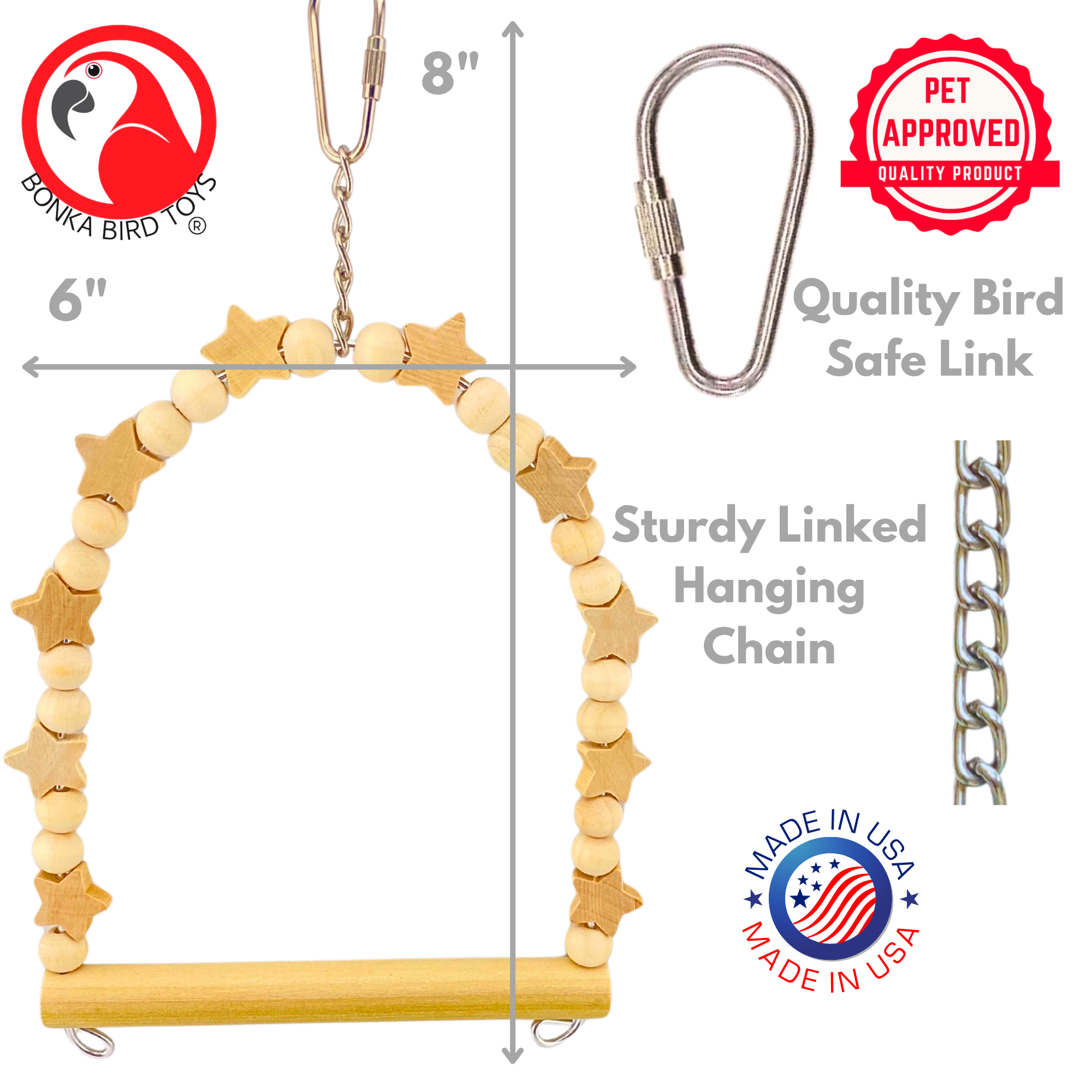 1448 Natural Star Swing - Bonka Bird Toys