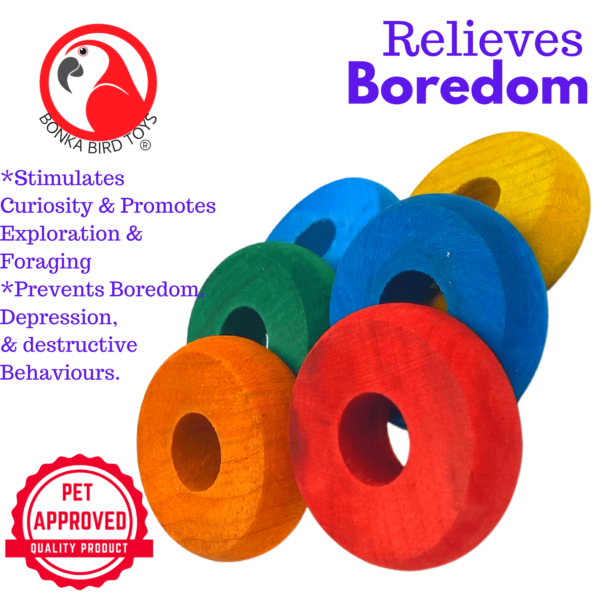 2936 Pk6 Colored Wooden Wheel - Bonka Bird Toys