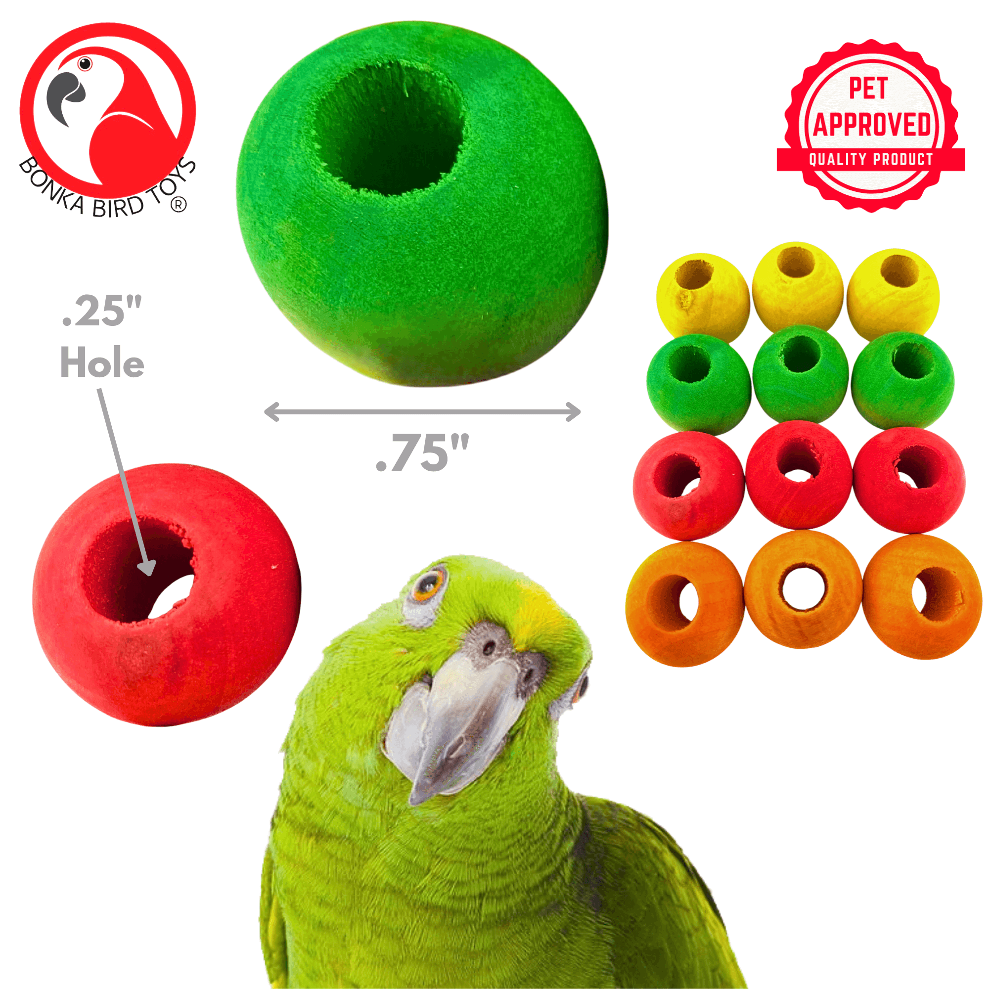 1159 Pk12 3/4" Wood Balls - Bonka Bird Toys