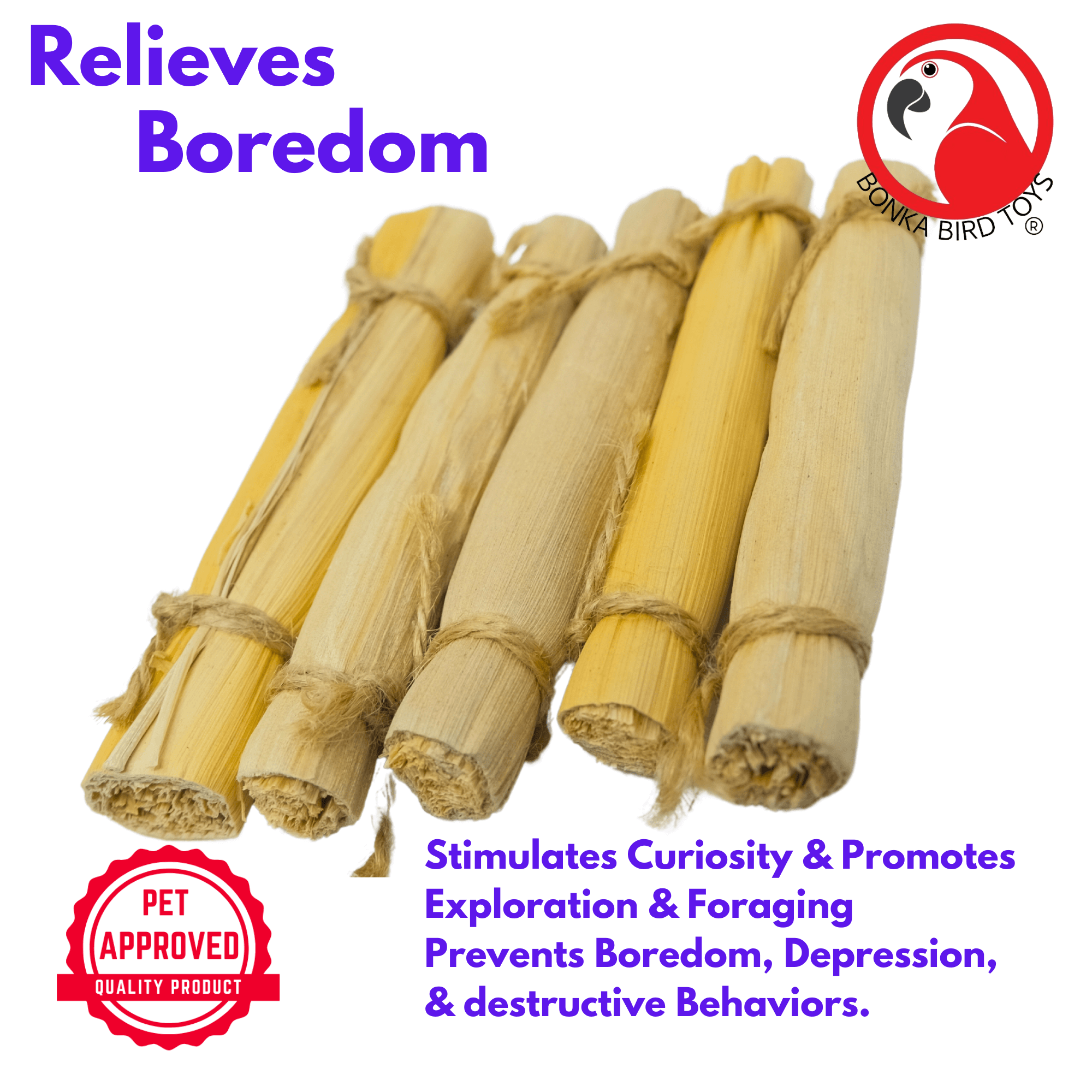 2375 Pk5 4-Inch Banana Leaf Sticks - Bonka Bird Toys