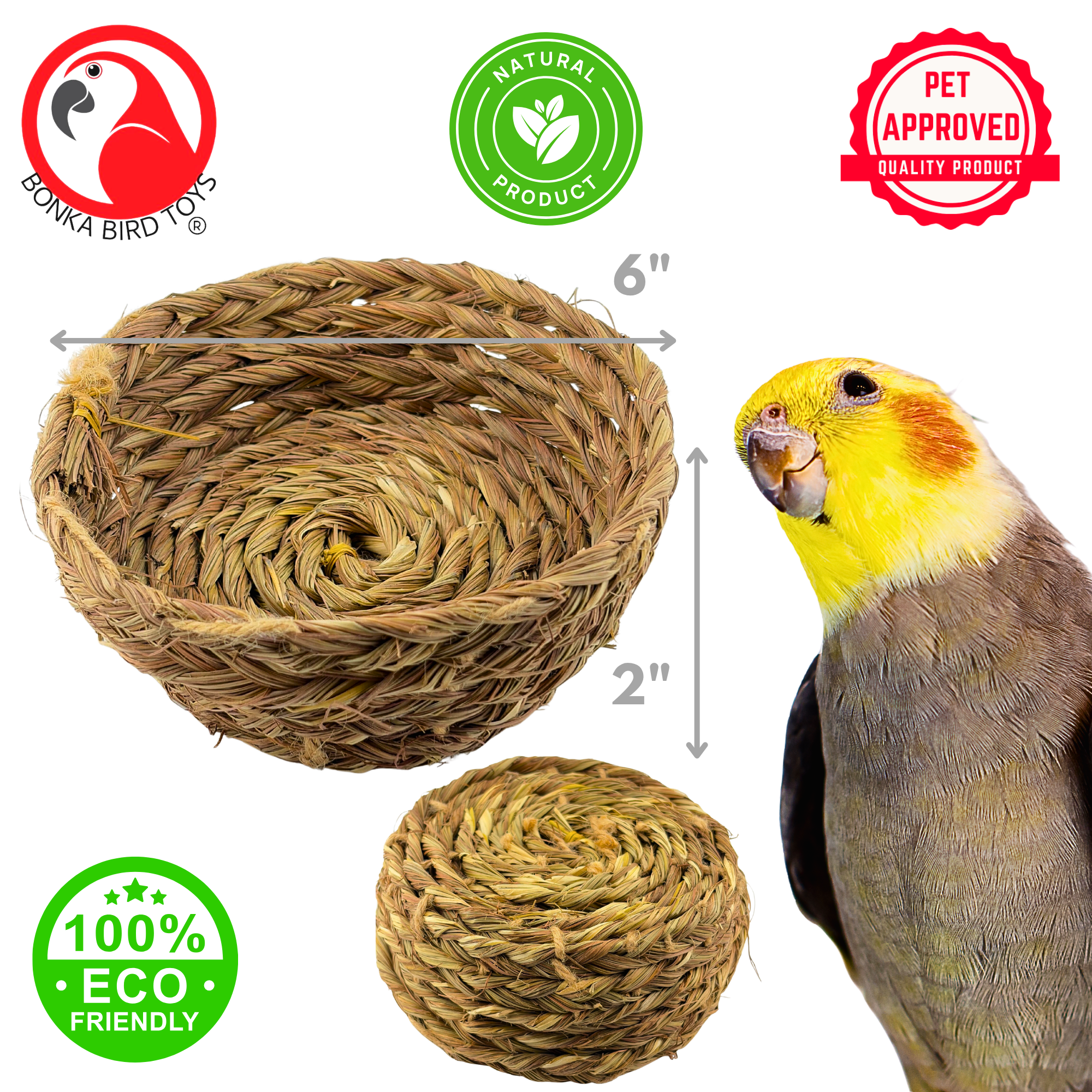 3393 Big Seagrass Nest Bowl - Bonka Bird Toys