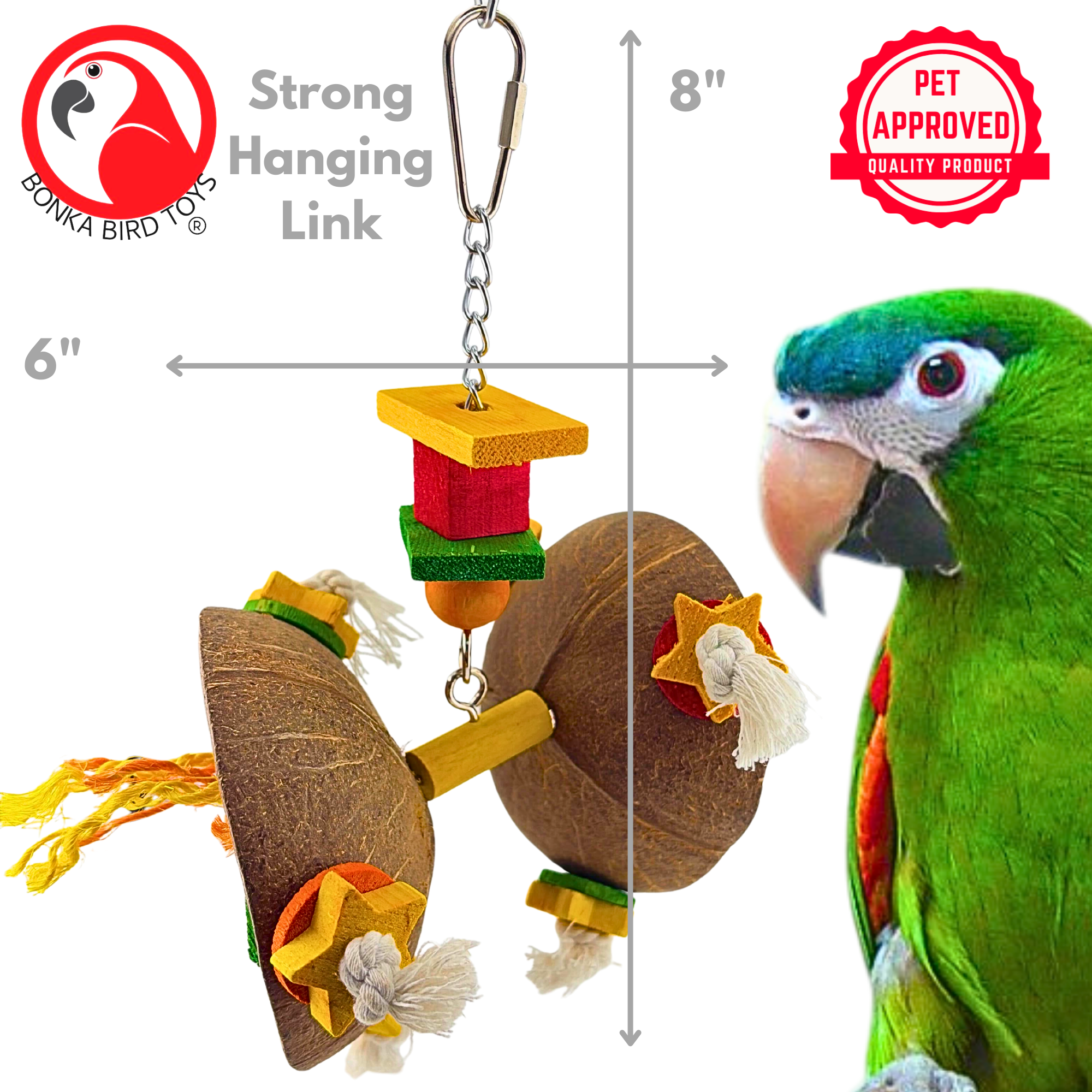 2772 Coconut Double Spinner - Bonka Bird Toys