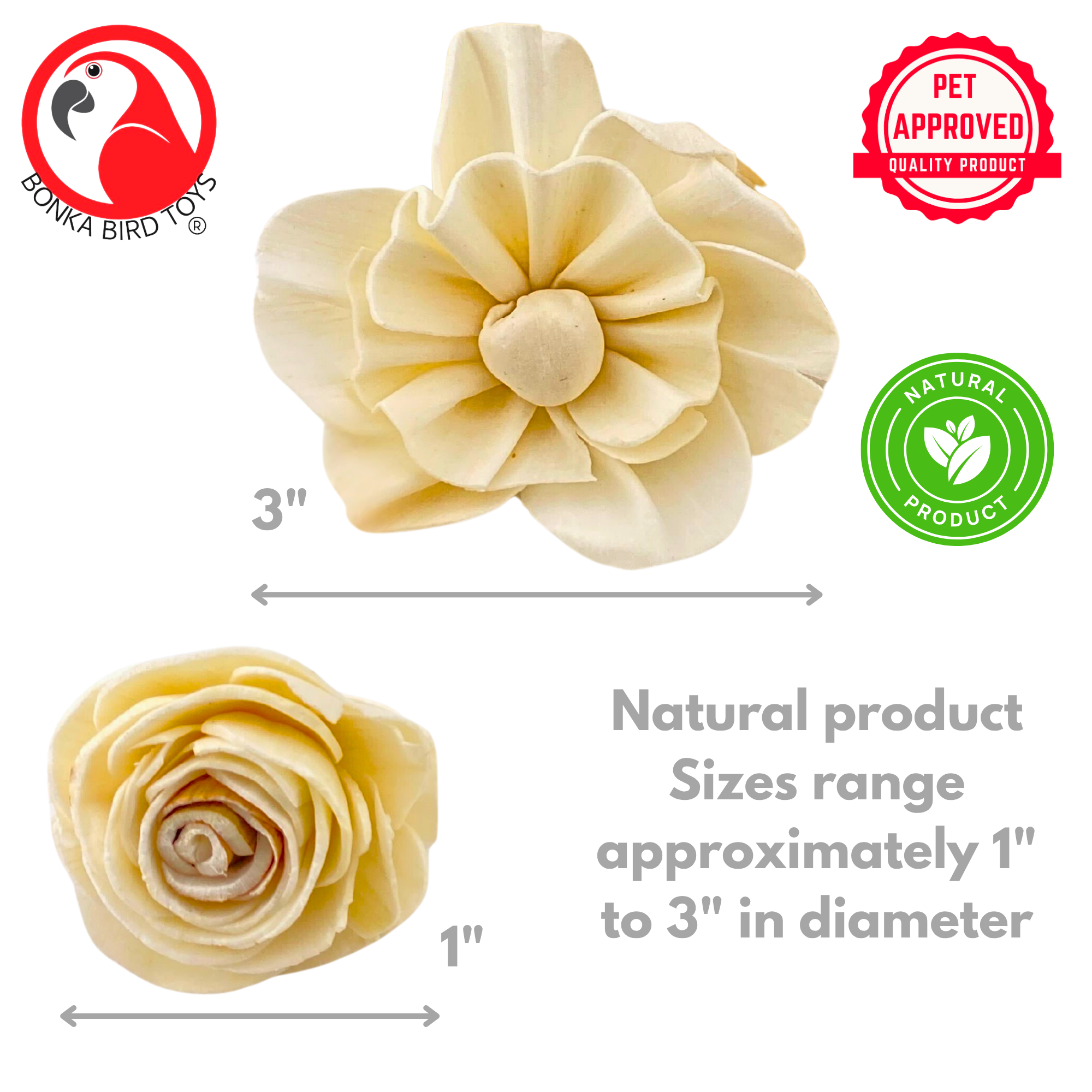 3604 Pk6 Assorted Sola Flowers - Bonka Bird Toys