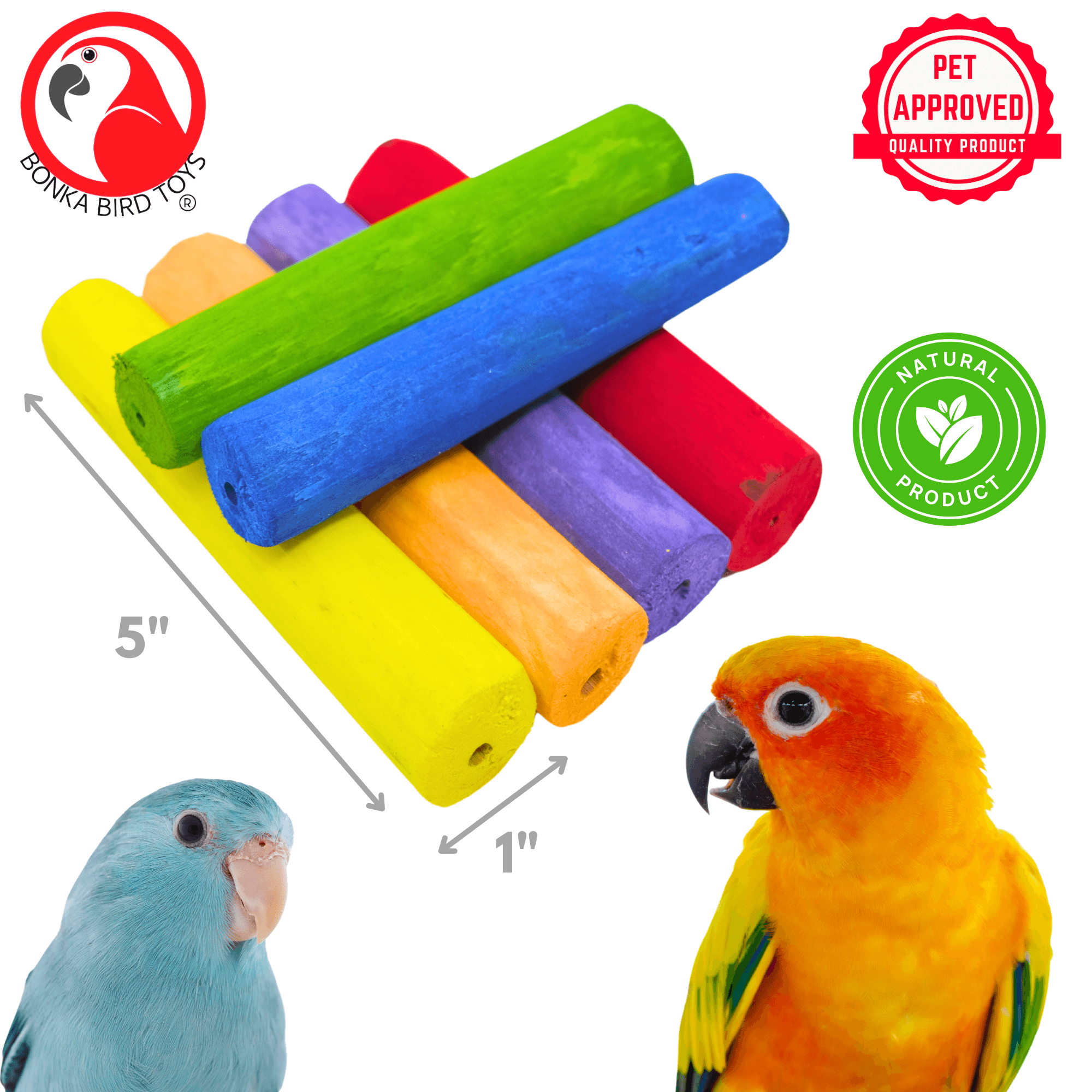3157 Pk6 5-inch Rainbow Sola Sticks - Bonka Bird Toys