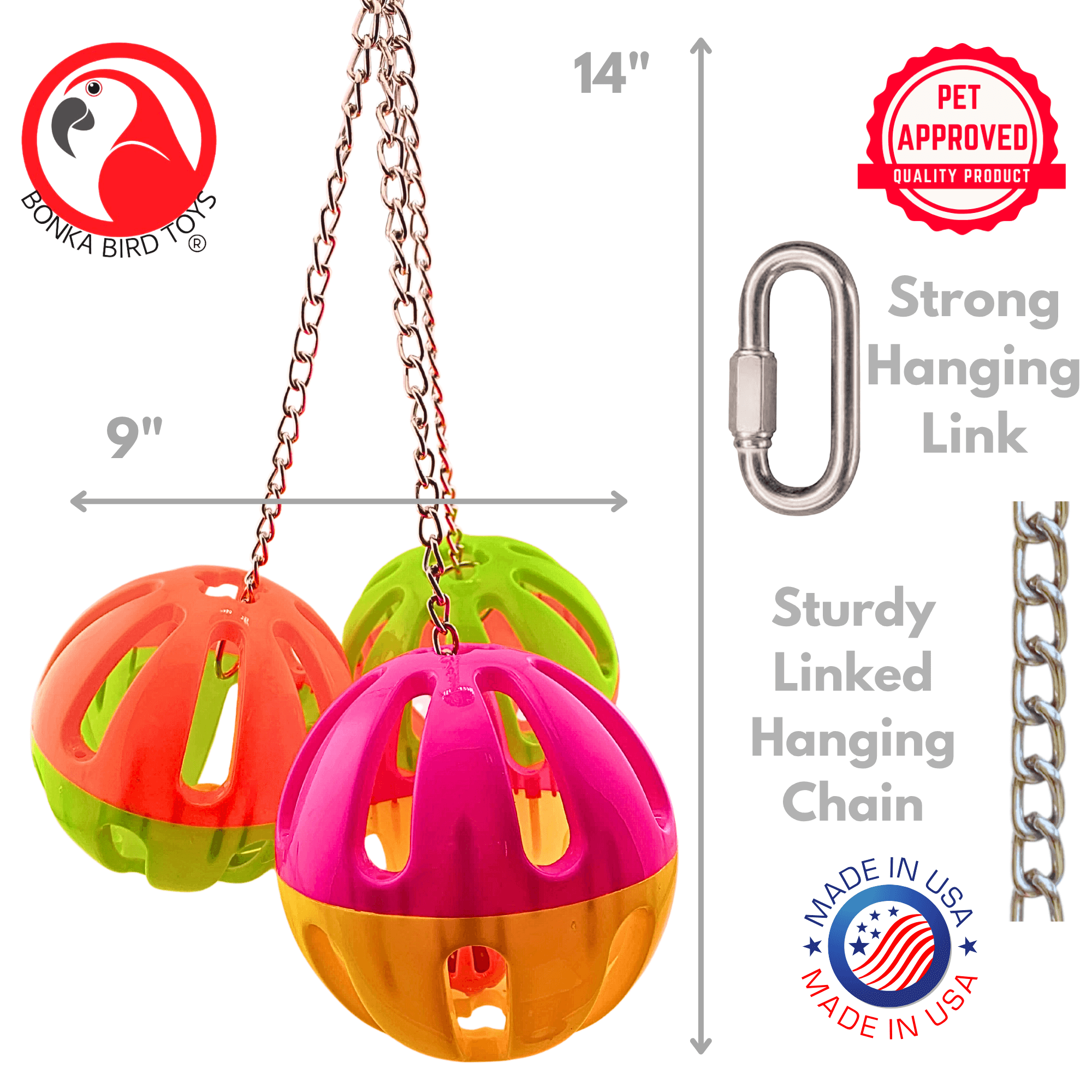 1479 Huge Plastic Three Ball - Bonka Bird Toys