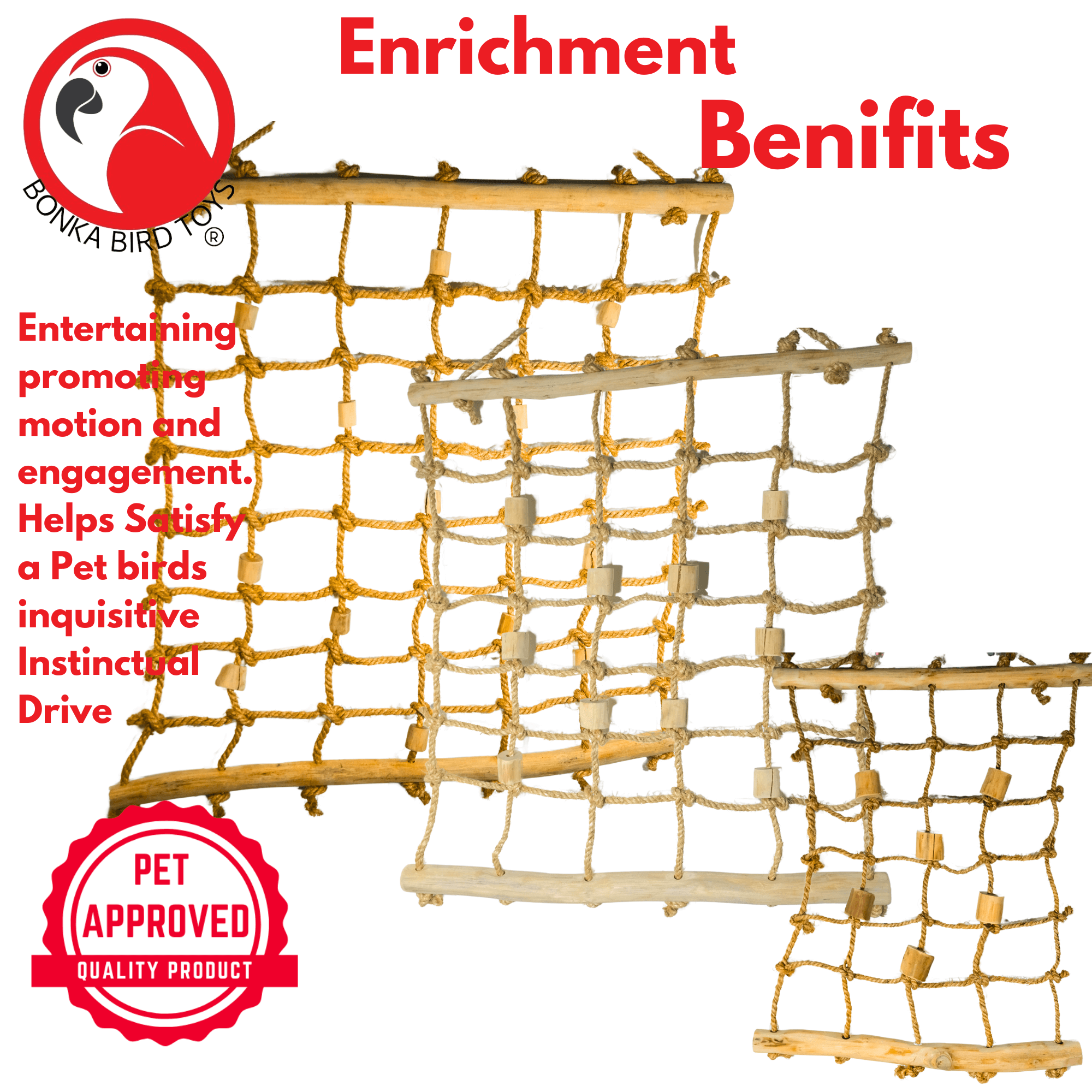 2656 Large Hemp Java Cargo Net - Bonka Bird Toys