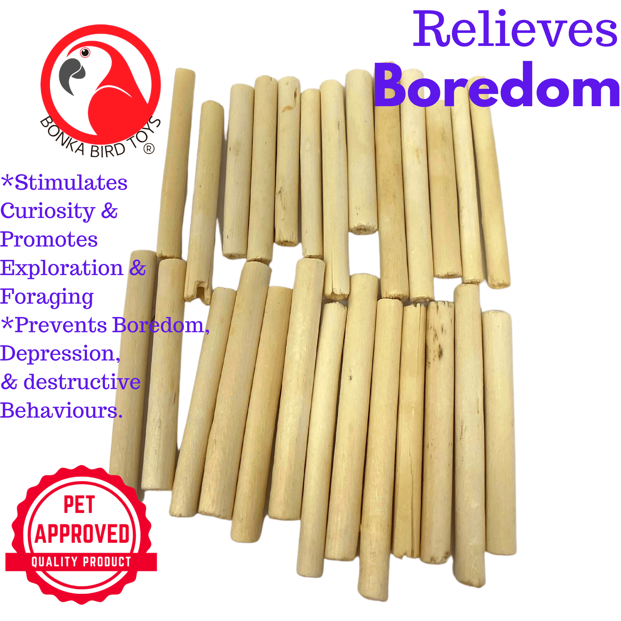 2943 PK24 2" Natural Jute Sticks - Bonka Bird Toys