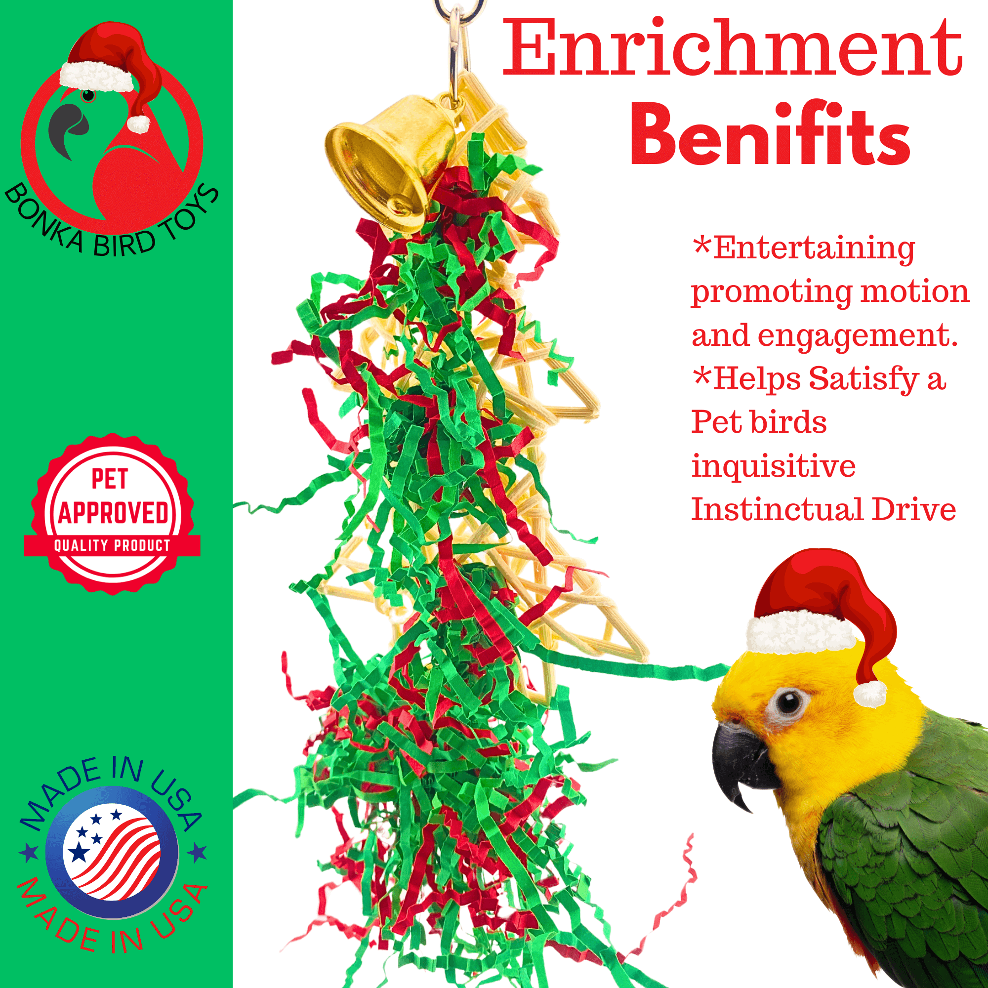 2736 Large Shred Christmas Tree - Bonka Bird Toys