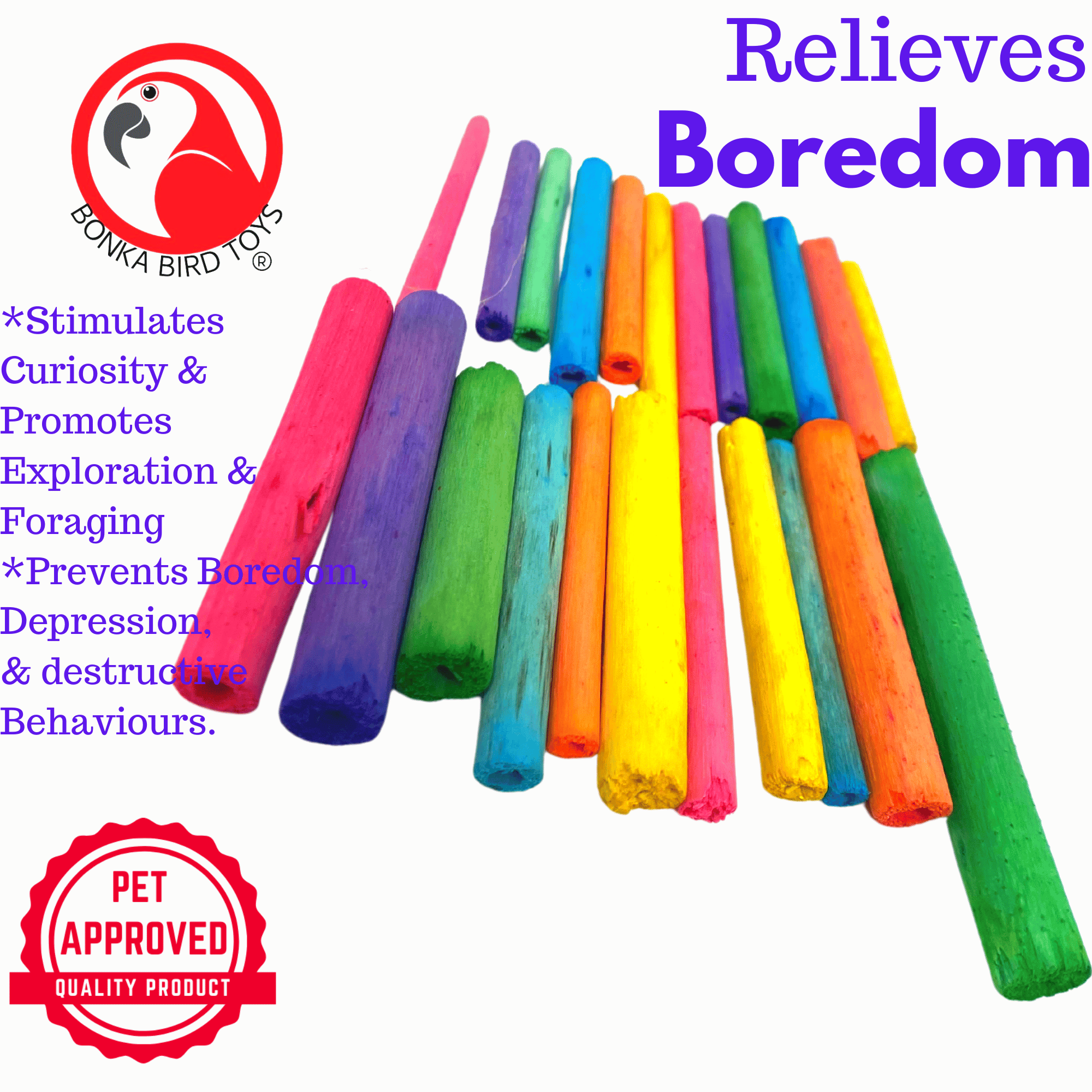 2944 PK24 2" Colored Jute Sticks - Bonka Bird Toys