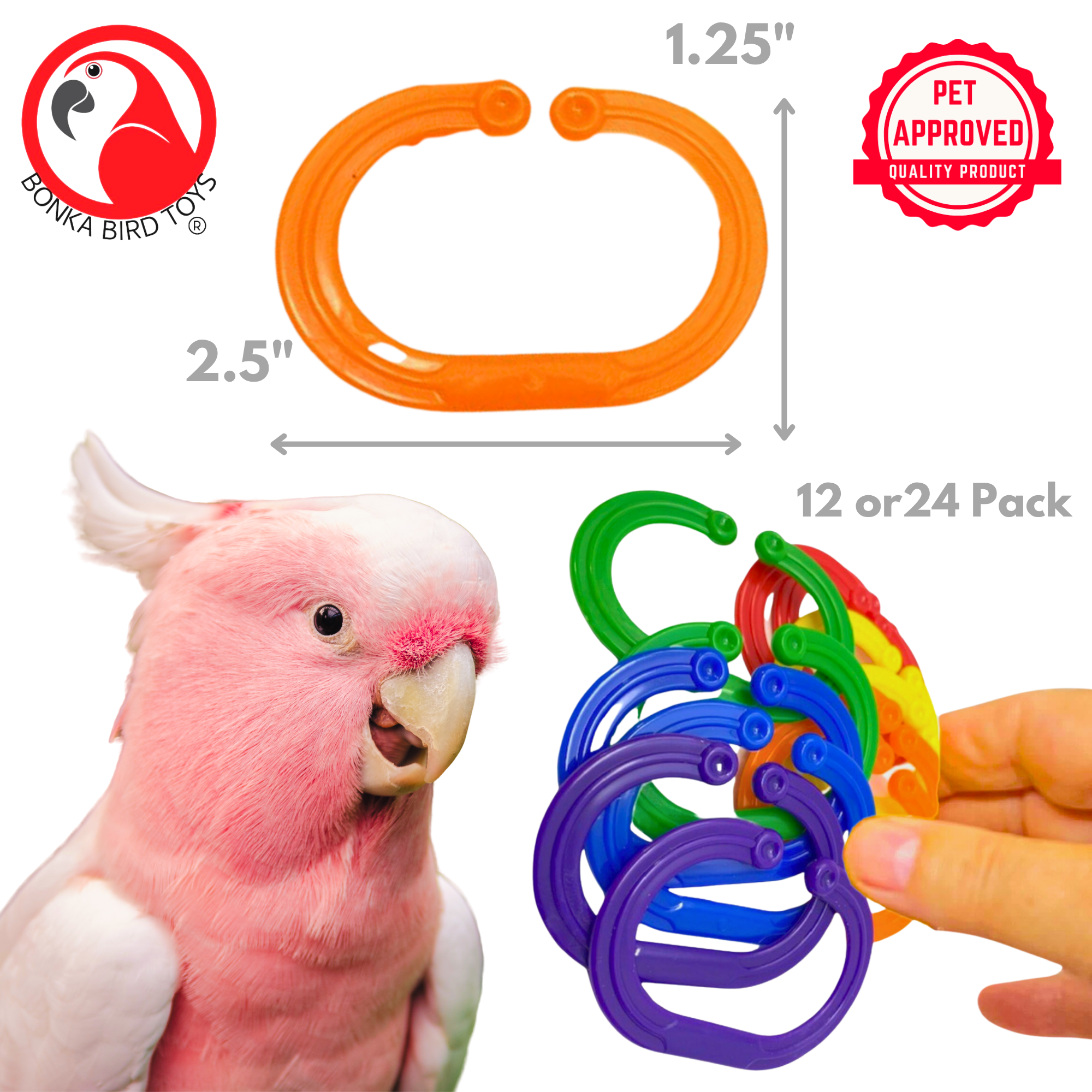 Large Plastic Jumbo "C" Links - Bonka Bird Toys