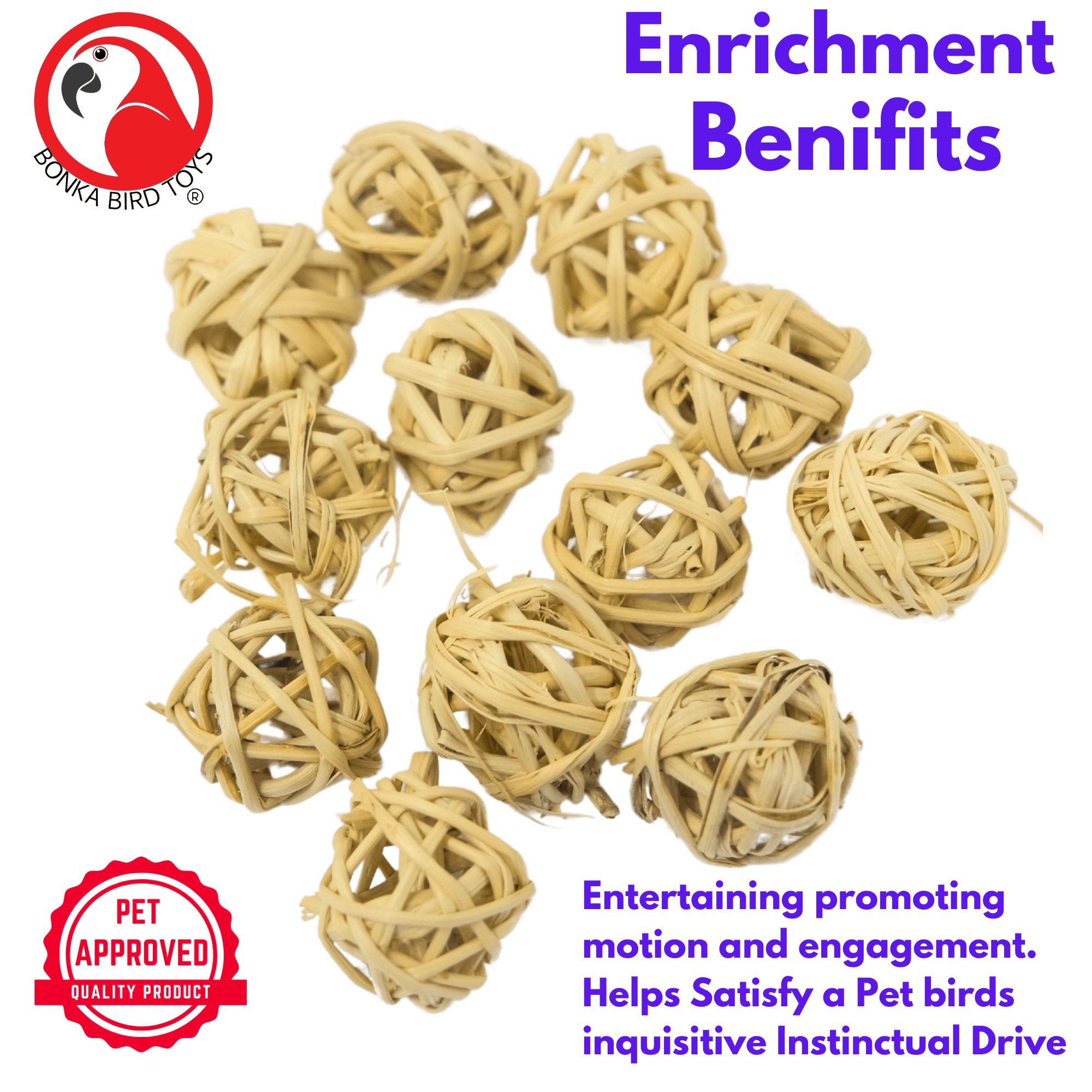 3343 Pk12 Natural Tiny Vine Balls - Bonka Bird Toys