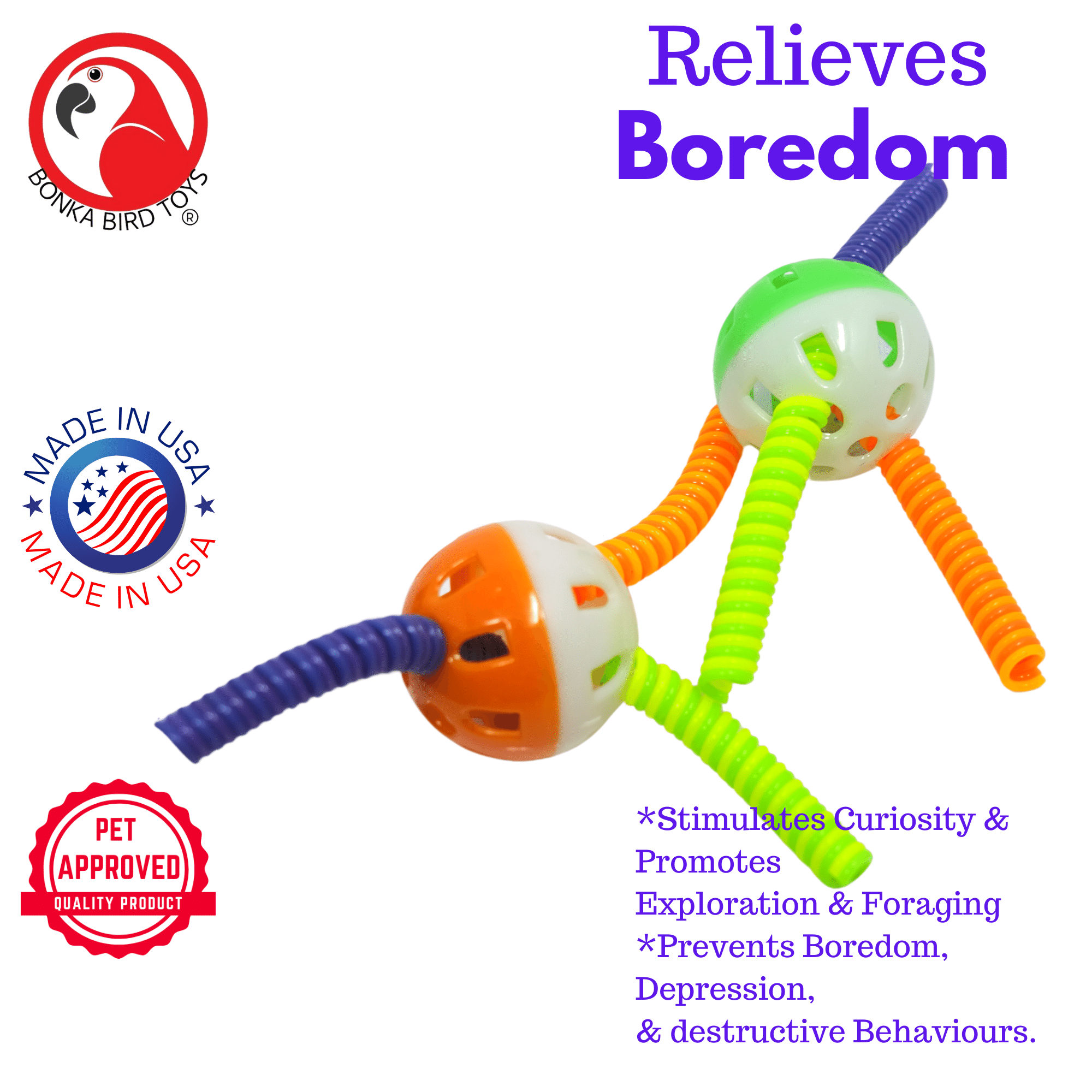 3717 Pk2 Spring Ball Foot Talon Toys - Bonka Bird Toys