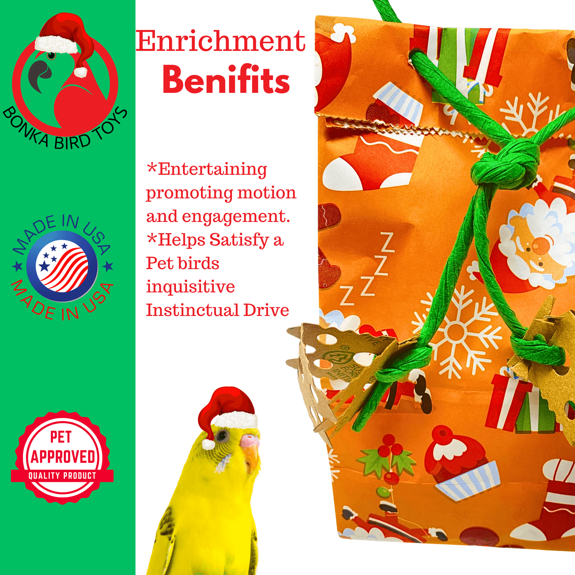 2751 Christmas Ginger Bread Treat Bag - Bonka Bird Toys