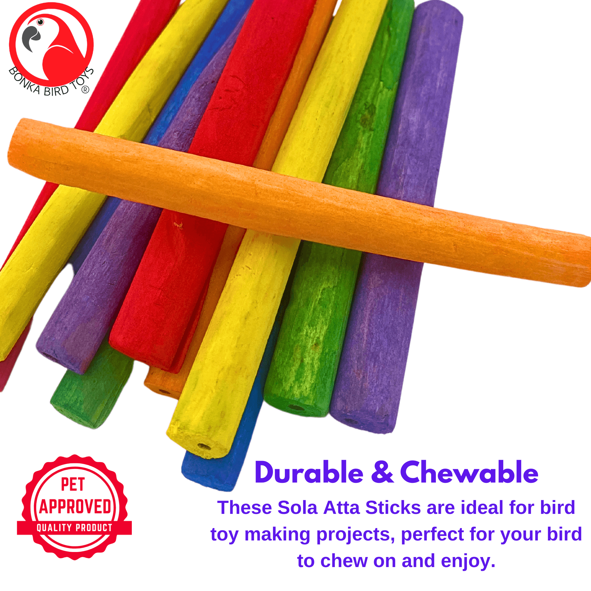 2638 Pk12 Thin Colored Sola Sticks - Bonka Bird Toys