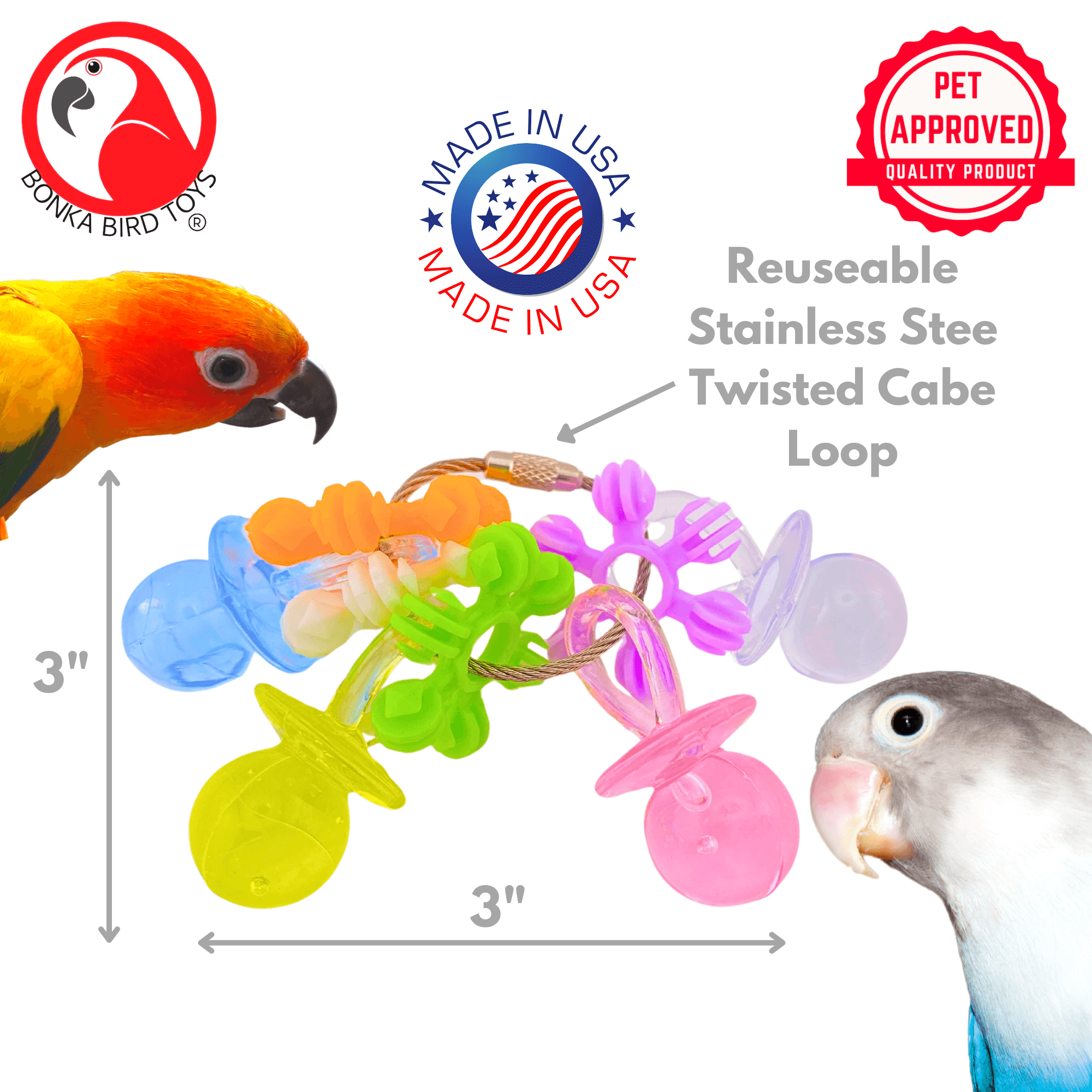 3775 Stainless Steel Paci Foot Toy - Bonka Bird Toys