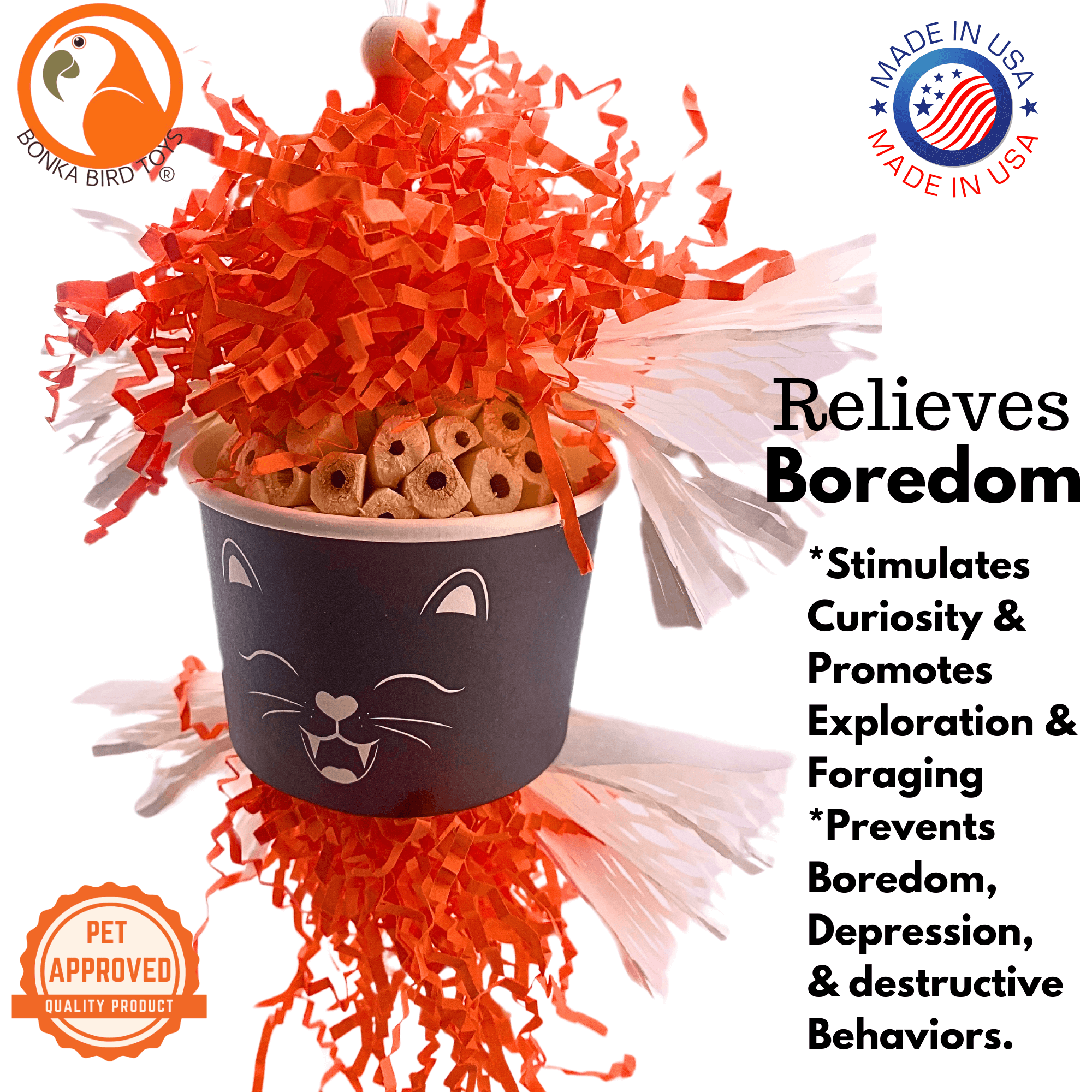 2714 Halloween Spooky Cat Dish - Bonka Bird Toys