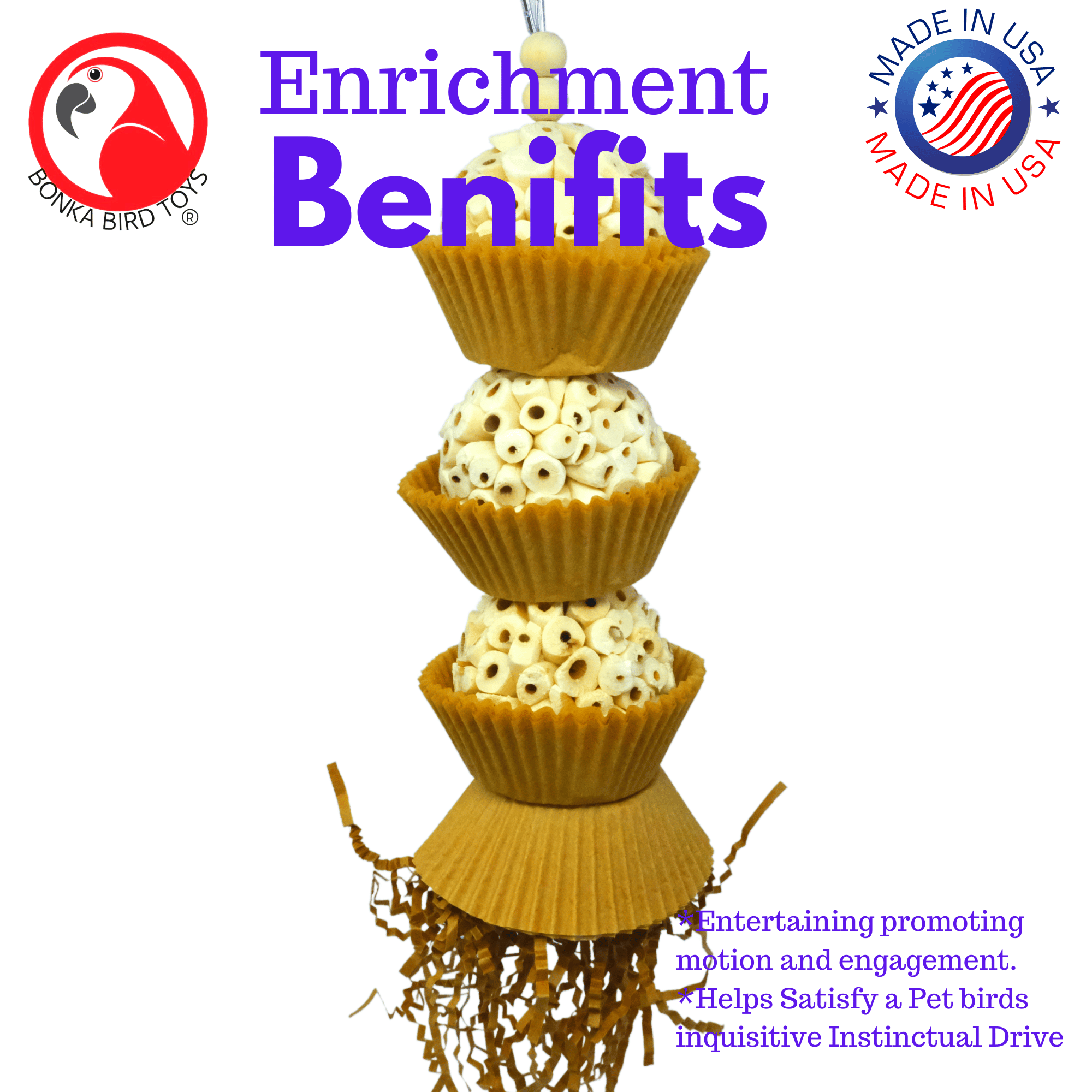 1931N Natural Three Cake - Bonka Bird Toys