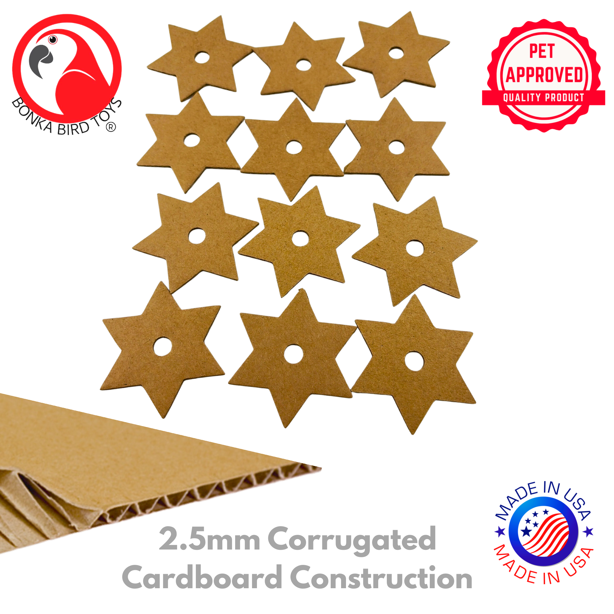 2777 Pk12 Small Cardboard Stars - Bonka Bird Toys