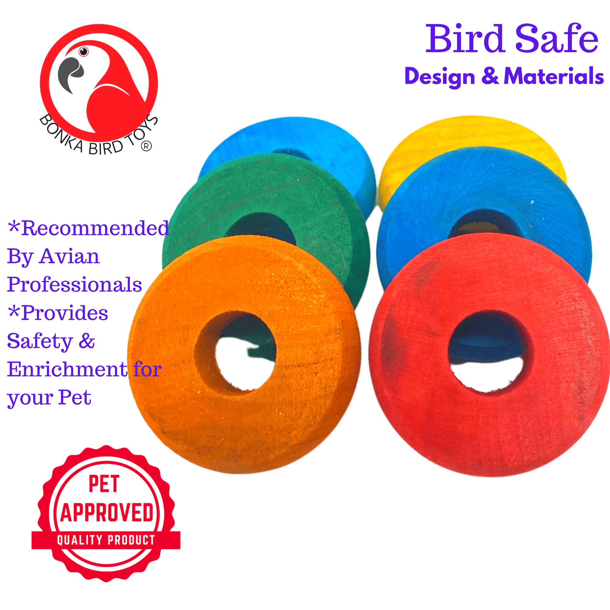 2936 Pk6 Colored Wooden Wheel - Bonka Bird Toys