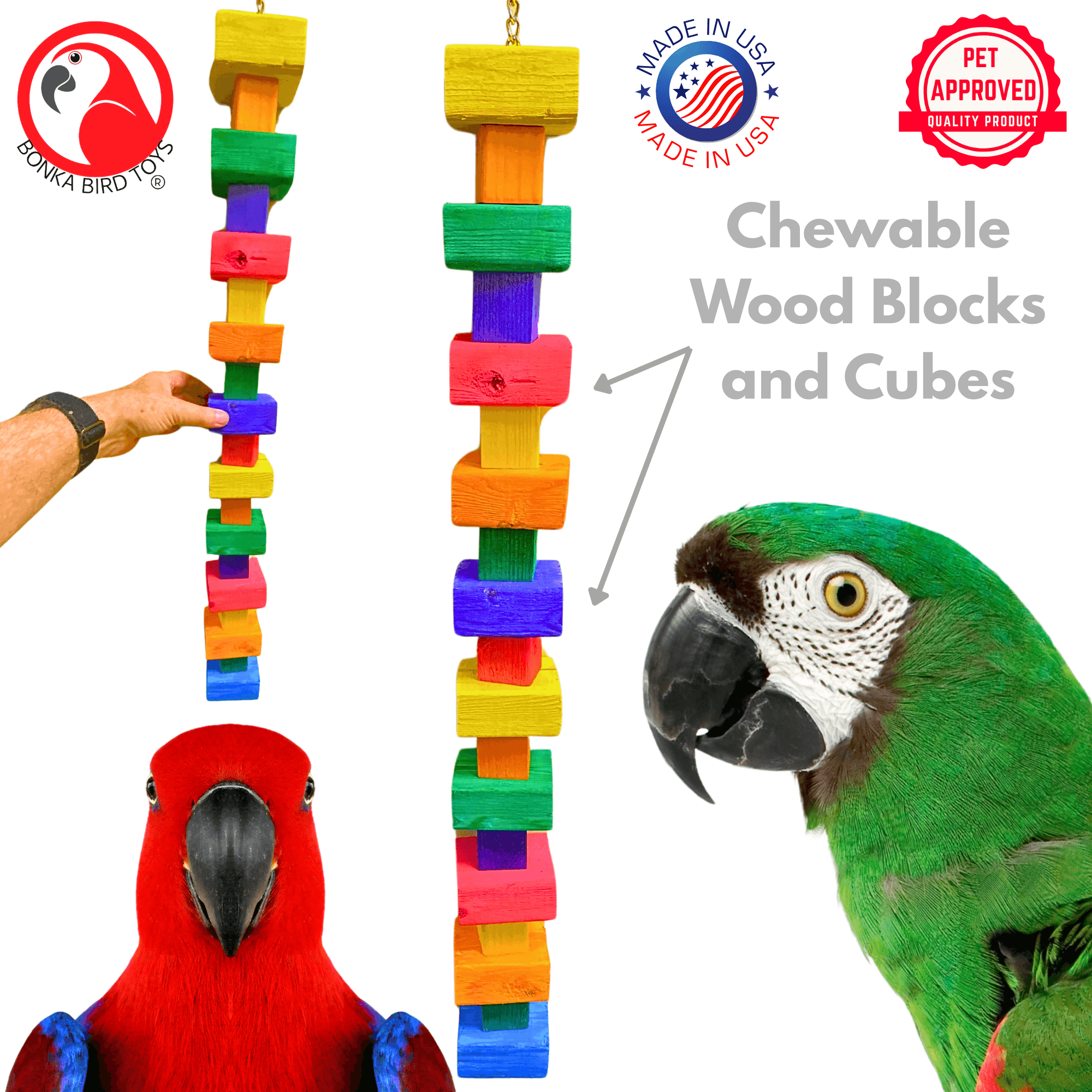 1183 Extra Long Big Bites Rainbow Wood Tower - Bonka Bird Toys