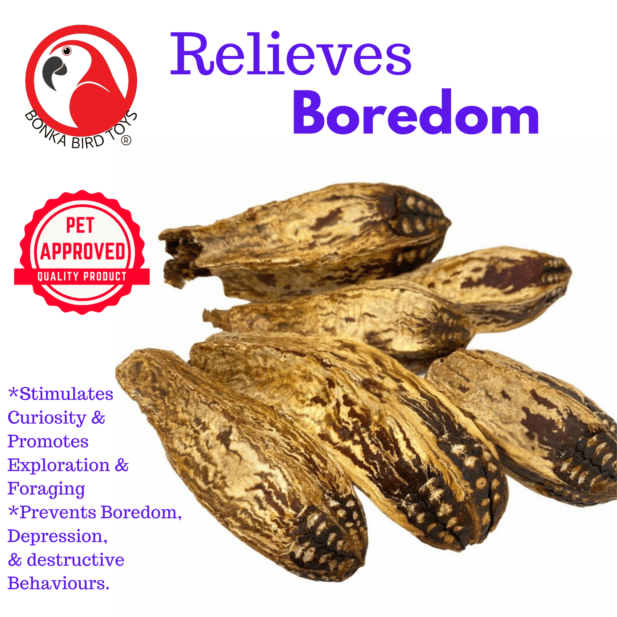 2449 Pk6 Mahogany Pods - Bonka Bird Toys