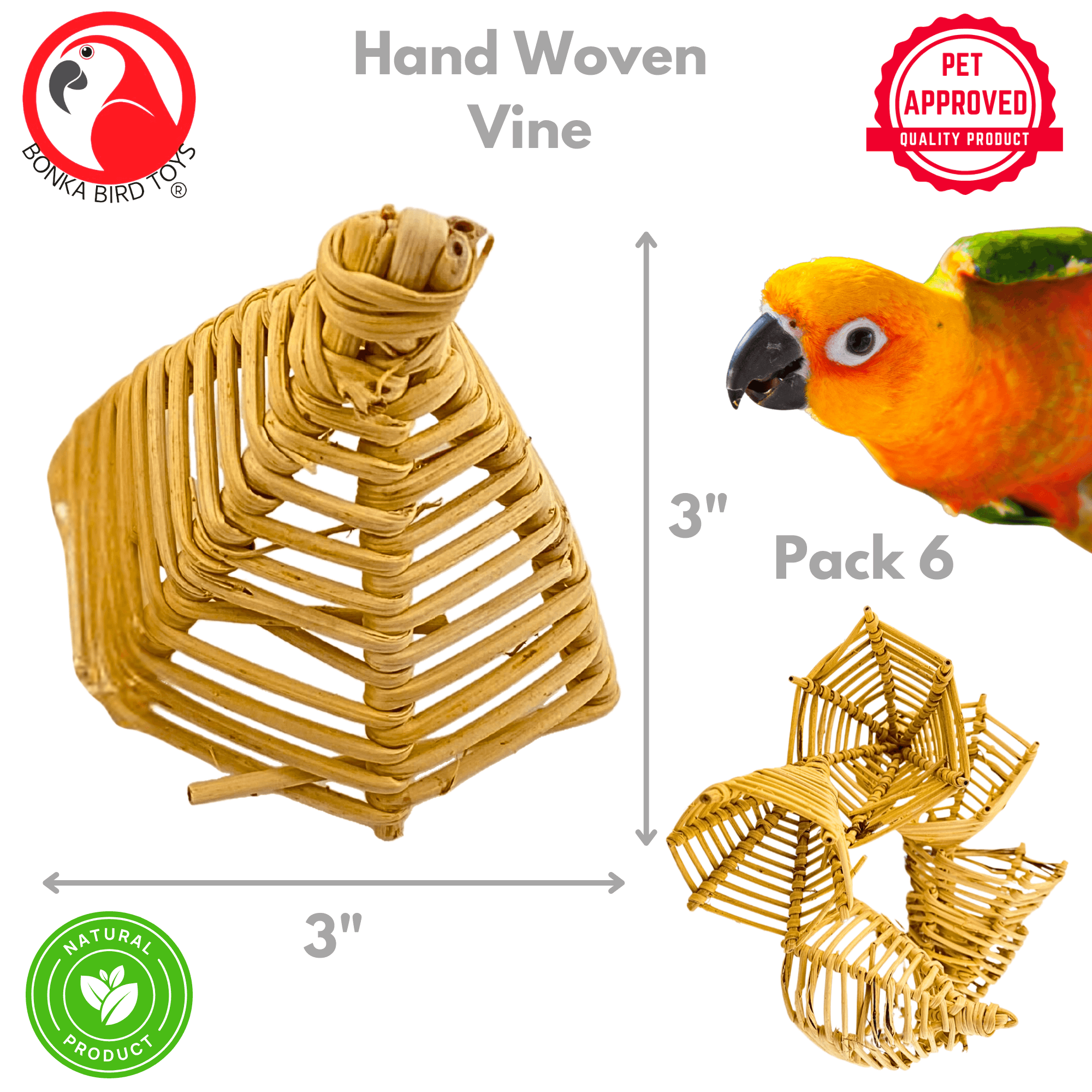 3342 Pk6 Vine Caps - Bonka Bird Toys