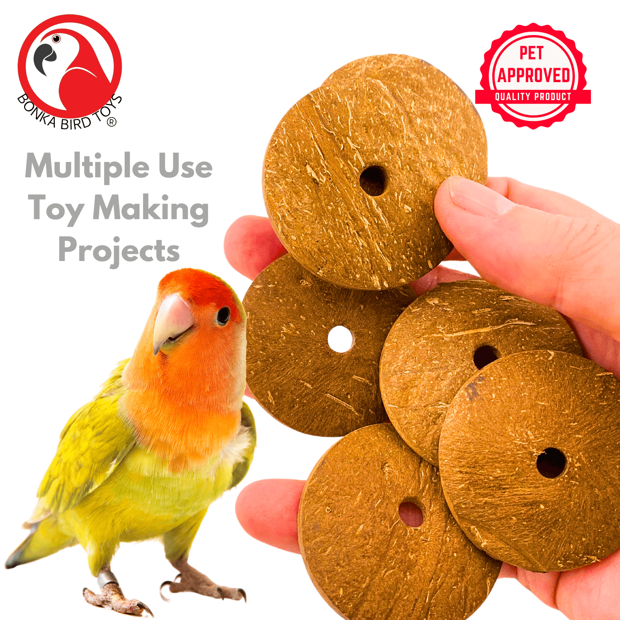 1252 Pk6 Small Coconut Disks - Bonka Bird Toys