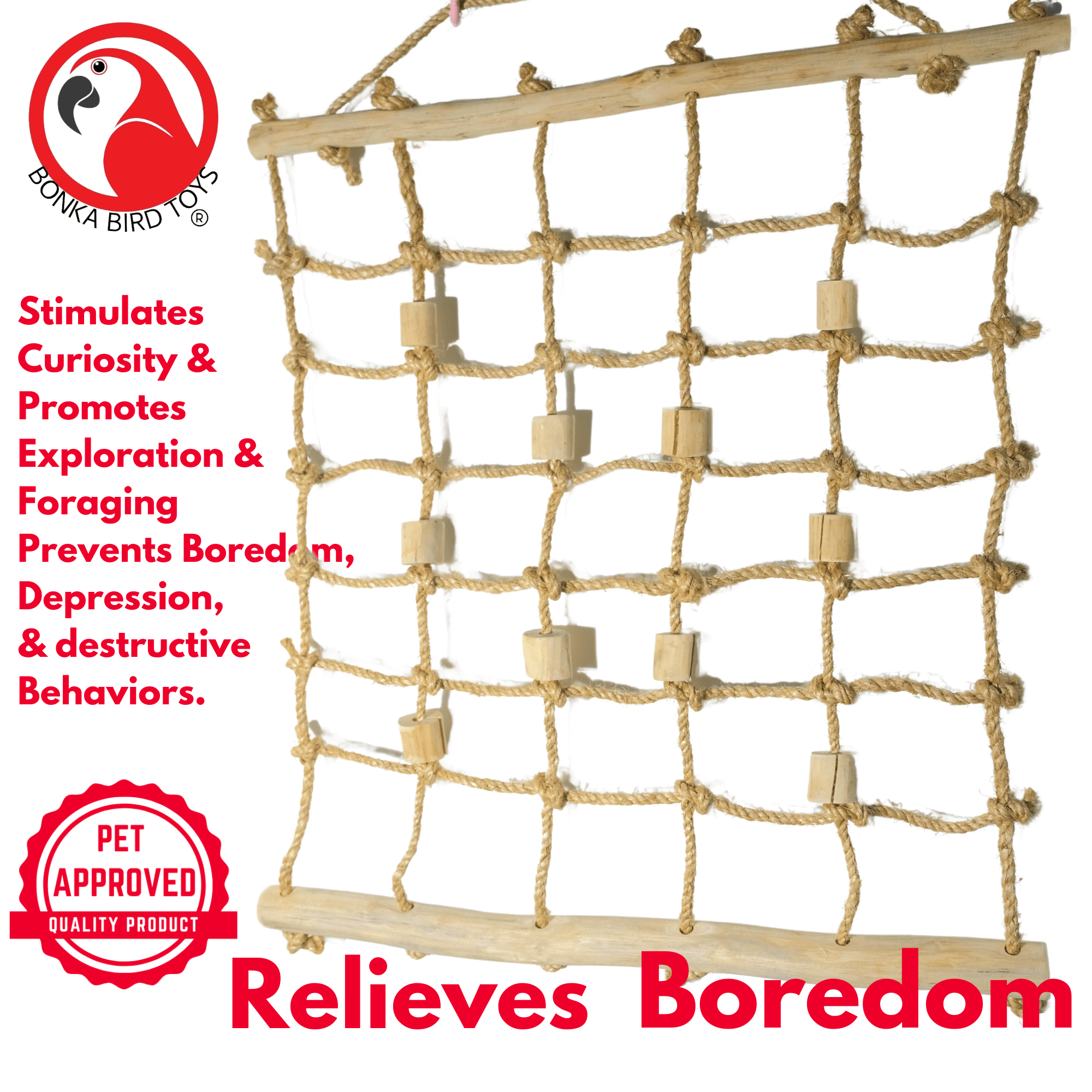 2656 Large Hemp Java Cargo Net - Bonka Bird Toys