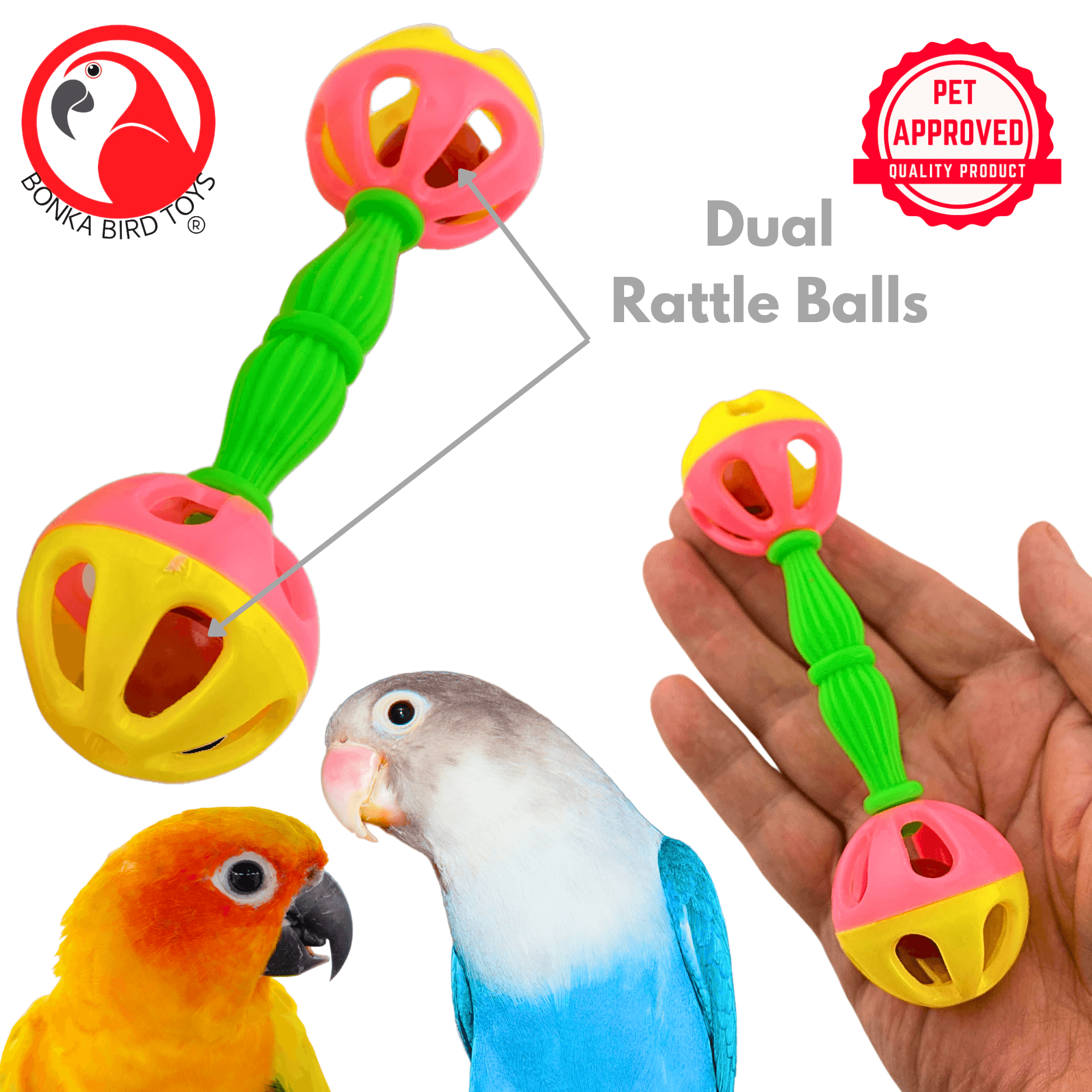 2093 Pk3 Birdie Barbell - Bonka Bird Toys