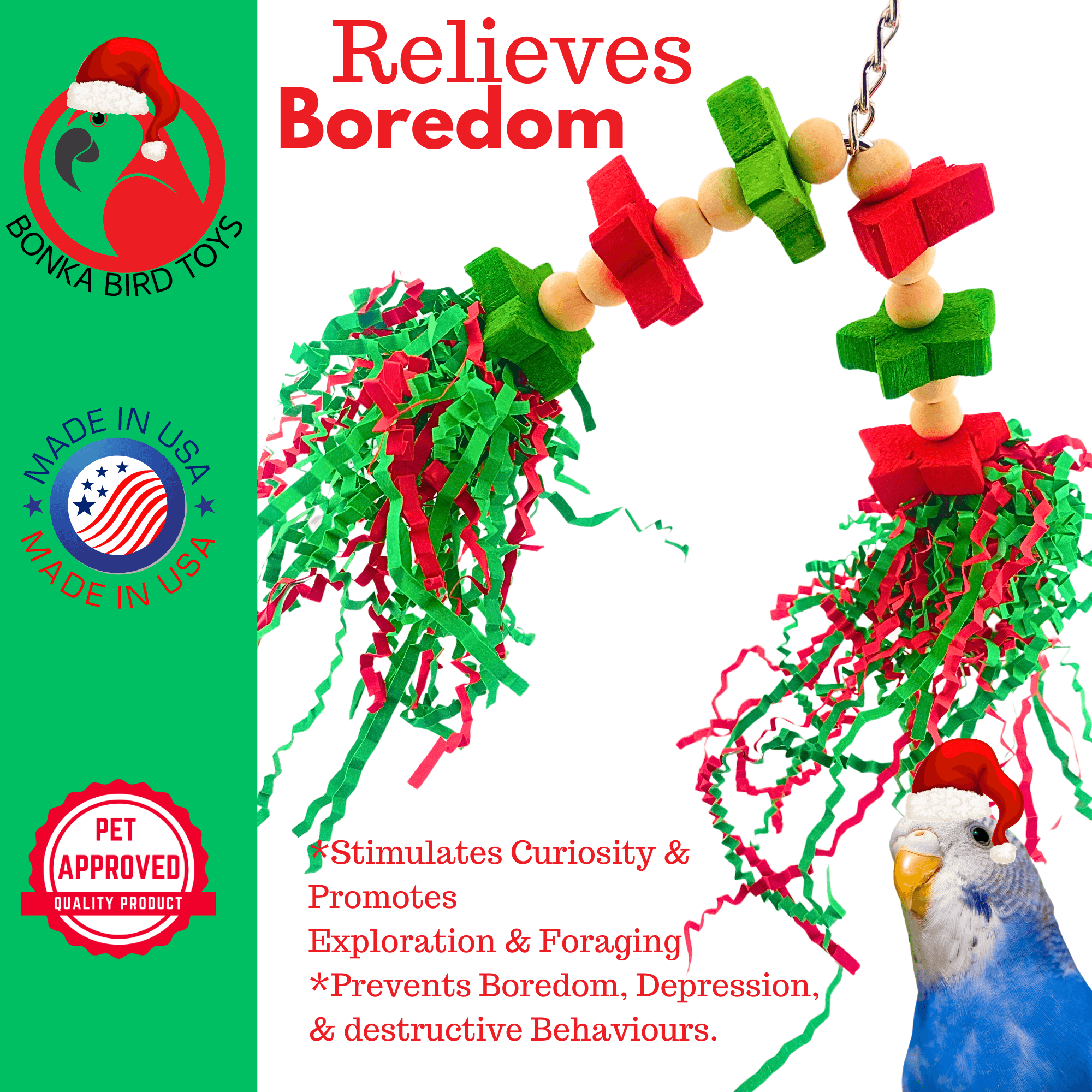 2596 Christmas Mini Sola Crinkle - Bonka Bird Toys