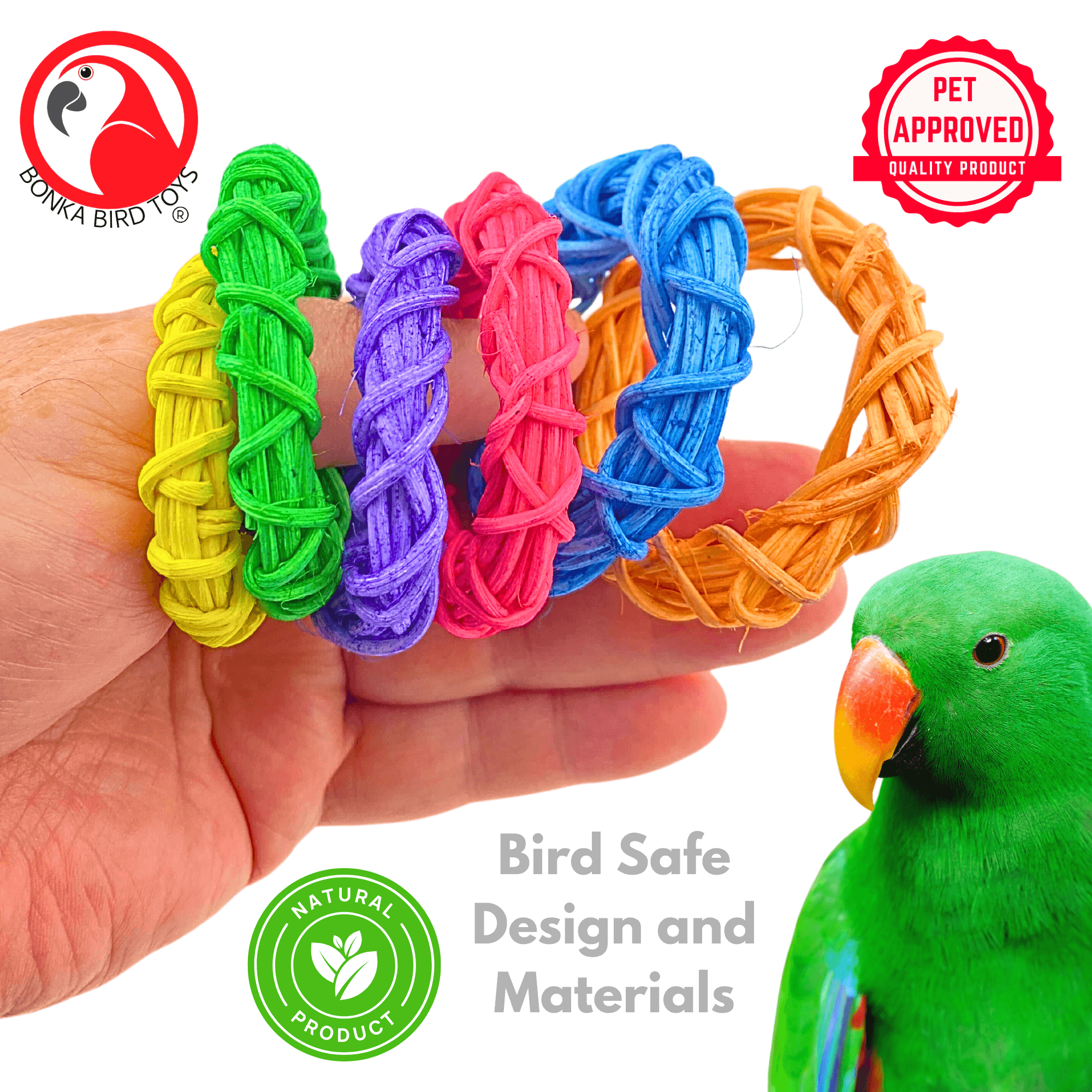 1450 Pk6 Color Craze 2" Vine Rings - Bonka Bird Toys