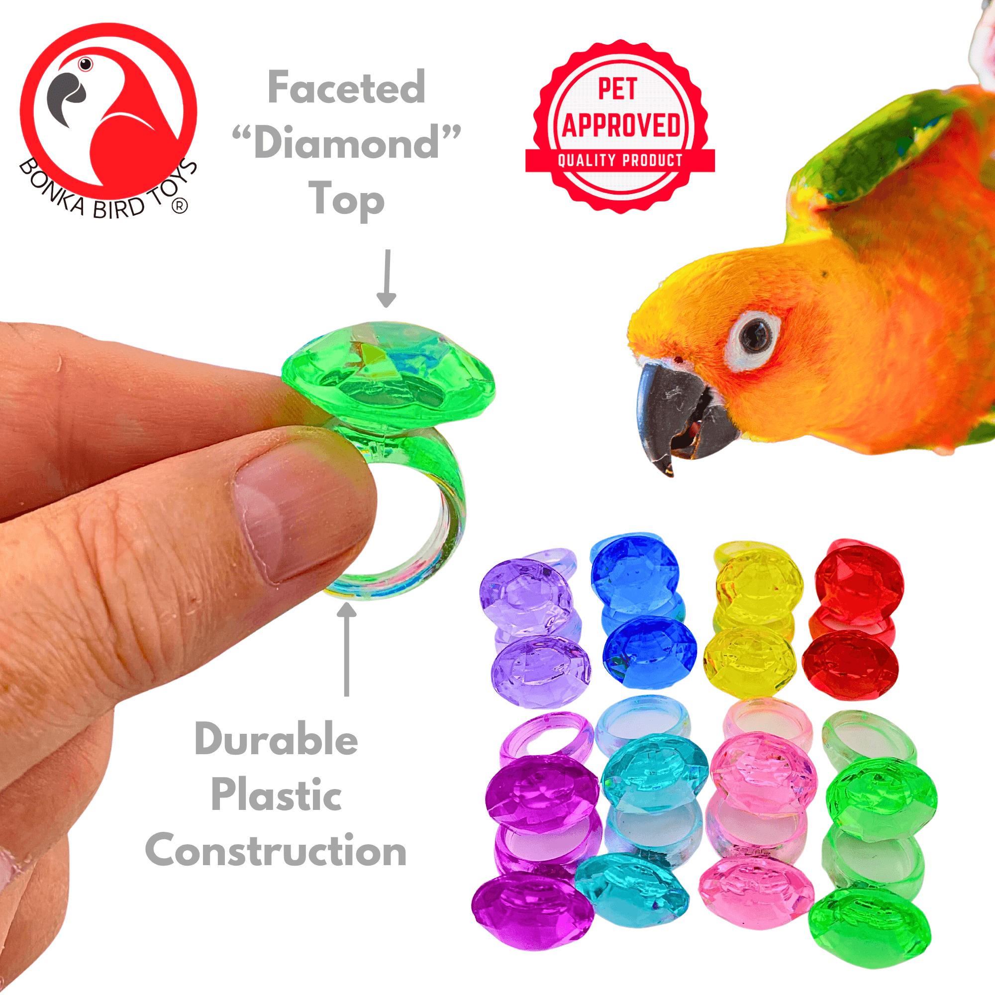 1167 Pk16 Plastic Diamond Rings - Bonka Bird Toys