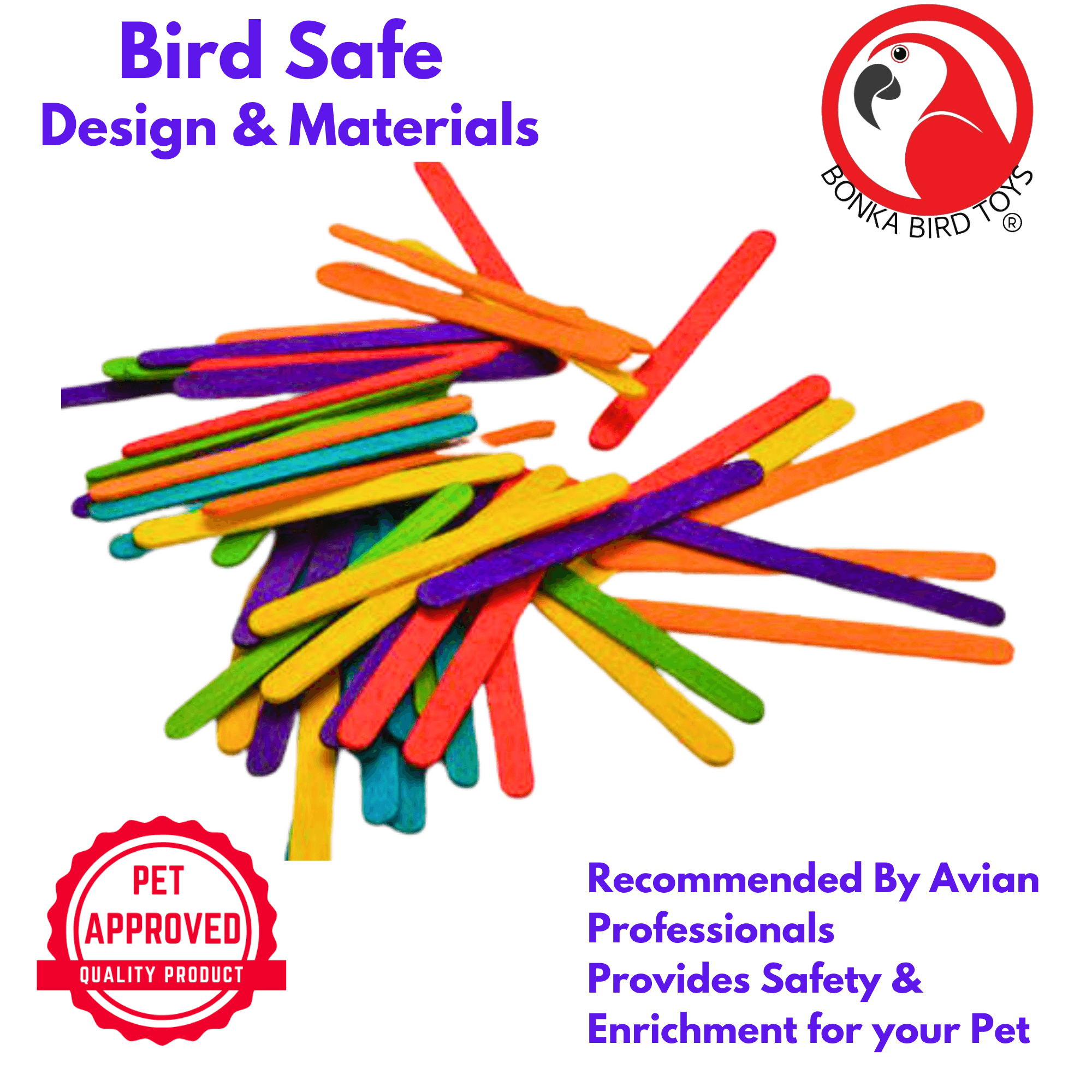 1227 Pk50 Colored Wooden Chewy Sticks - Bonka Bird Toys