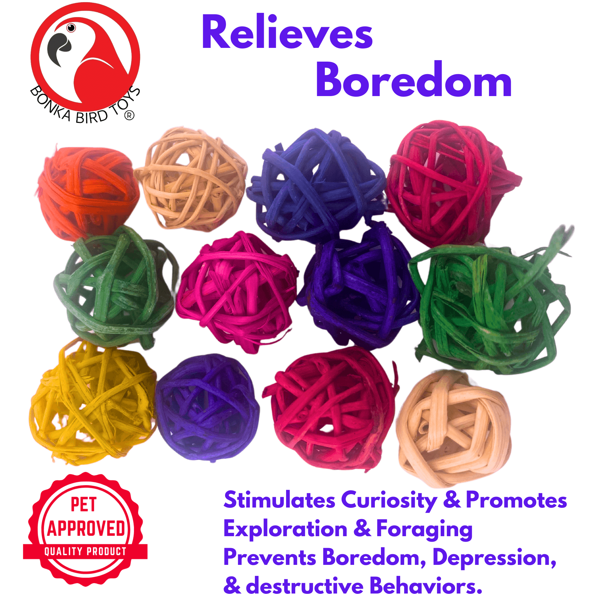 3350 Pk12 Colored Tiny Vine Balls - Bonka Bird Toys